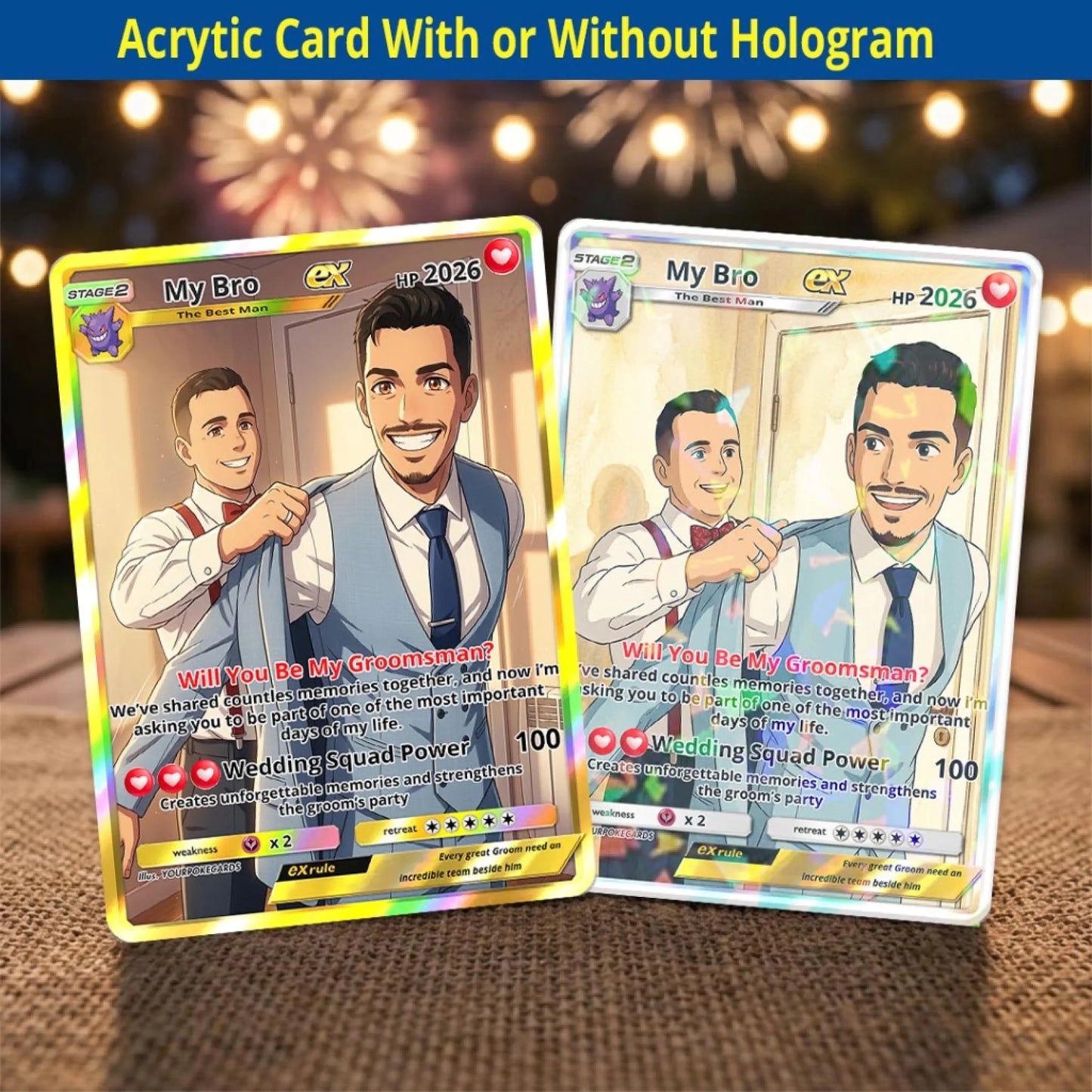 Will You Be My Groomsman Custom Poke Cards - Best Man Proposal Personalized Trading Card - Funny Wedding Gift for Groom Squad - YPC-15-1