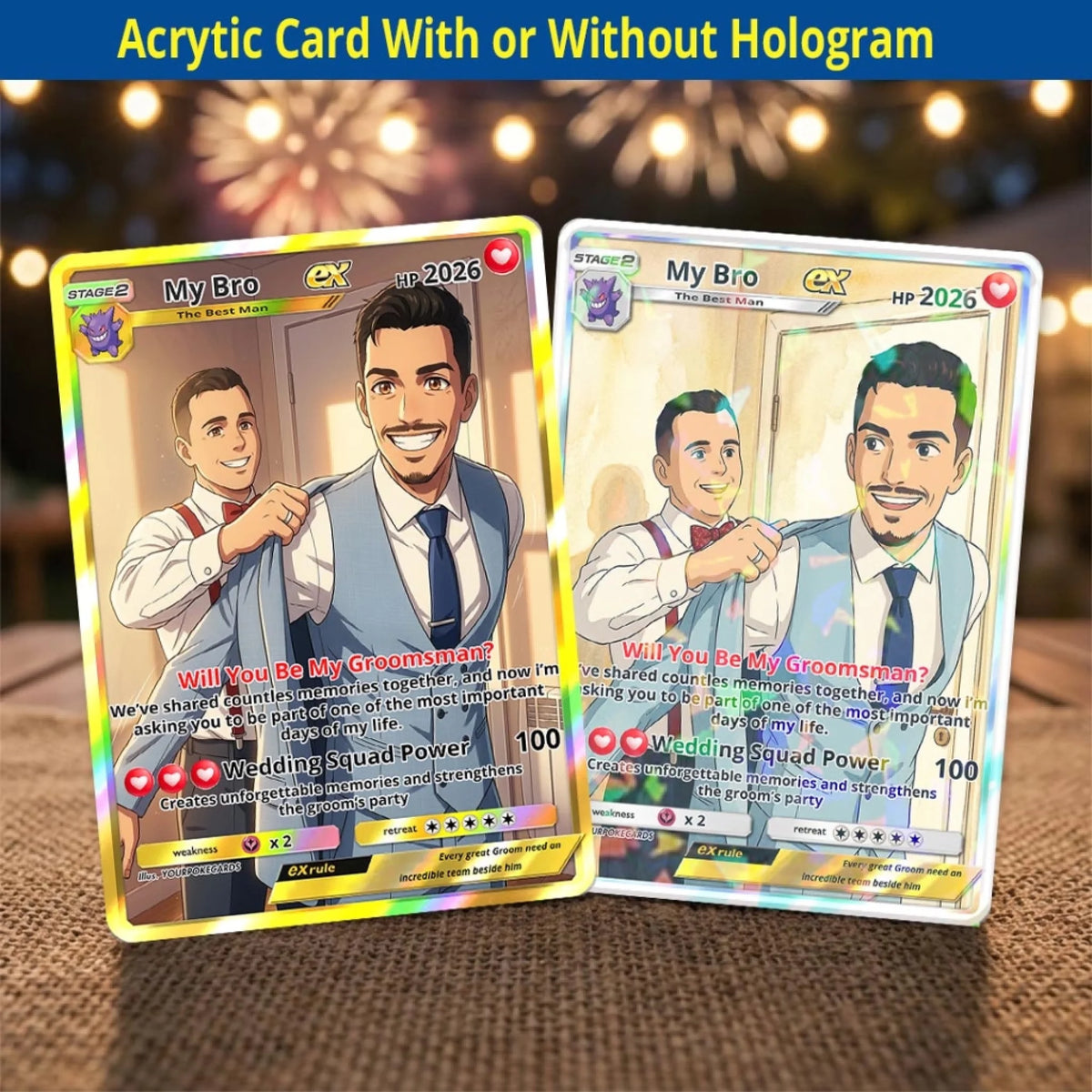 Will You Be My Groomsman Custom Poke Cards - Best Man Proposal Personalized Trading Card - Funny Wedding Gift for Groom Squad - YPC-15-1