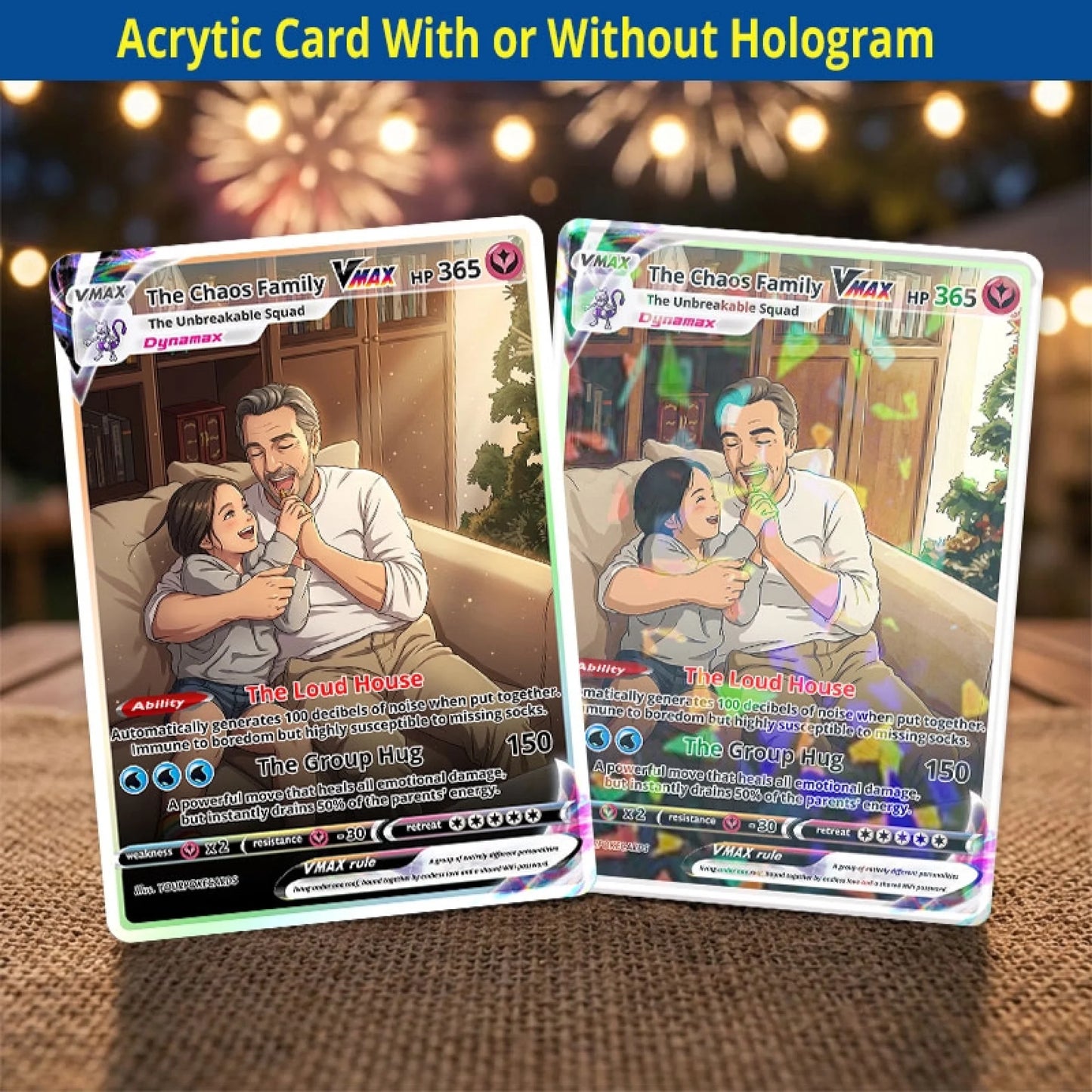 Custom Family Poke Cards - Personalized Family Portrait Trading Card - Funny Anime Keepsake Gift for Parents & Kids - YPC-17-1