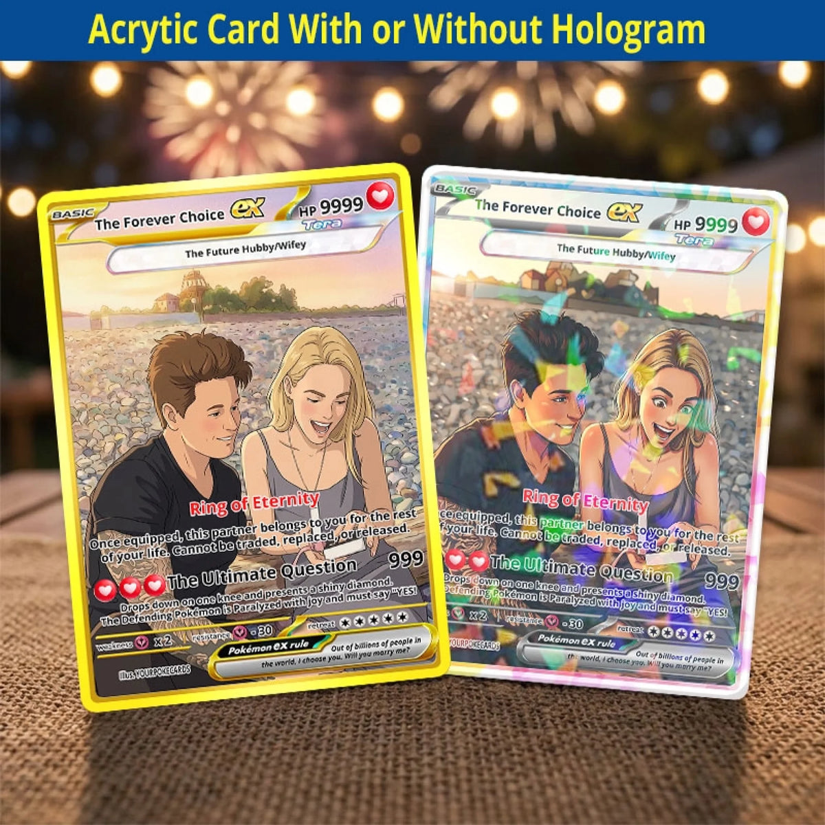 Will You Marry Me Custom Poke Cards - Personalized Engagement Trading Card - Unique Proposal Anime Portrait Gift - YPC-231