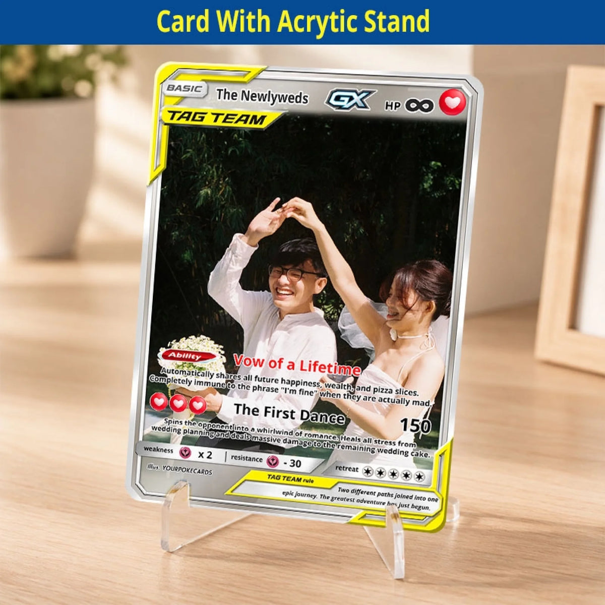 Custom Wedding Poke Cards - Bride & Groom Personalized Trading Card - Just Married Anime Portrait Keepsake - YPC-246