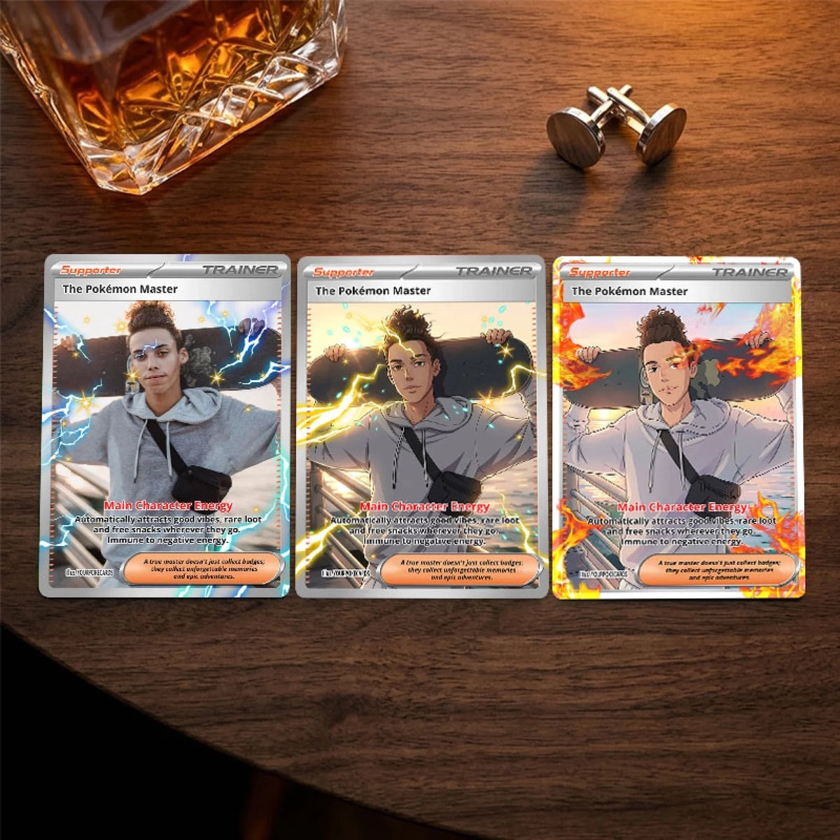 Custom Trainer Poke Cards - Personalized Anime Portrait Trading Card - Unique Birthday Gift for Him & Her - YPC-262