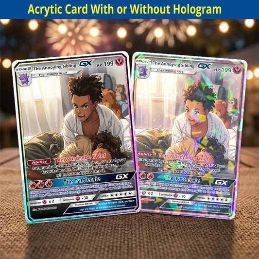 Funny Custom Sibling Poke Cards - Personalized Brother & Sister Trading Card - Gag Anime Portrait Gift - YPC-282