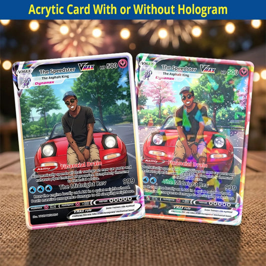 Custom Car Poke Cards - Personalized Vehicle Trading Card - Anime Portrait Gift for Car Guy & Gearhead - YPC-311