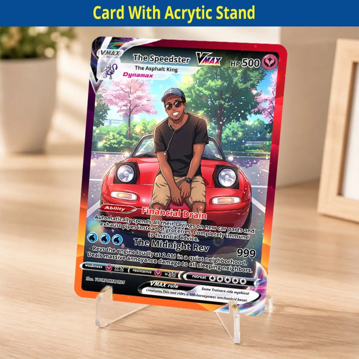 Custom Car Poke Cards - Personalized Vehicle Trading Card - Anime Portrait Gift for Car Guy & Gearhead - YPC-316