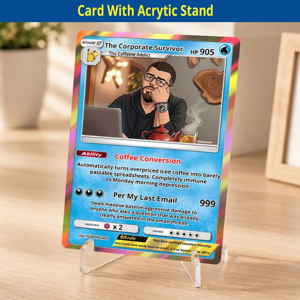 Funny Custom Coworker Poke Cards - Personalized Boss Trading Card - Office Farewell Anime Portrait Gift - YPC-326