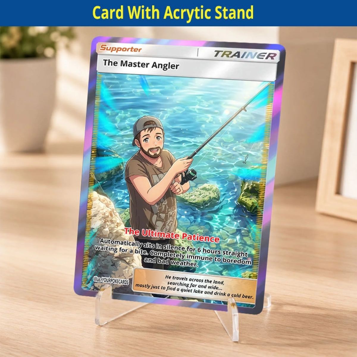 Custom Fishing Poke Cards - Personalized Fisherman Trading Card - Anime Portrait Gift For Him - YPC-346