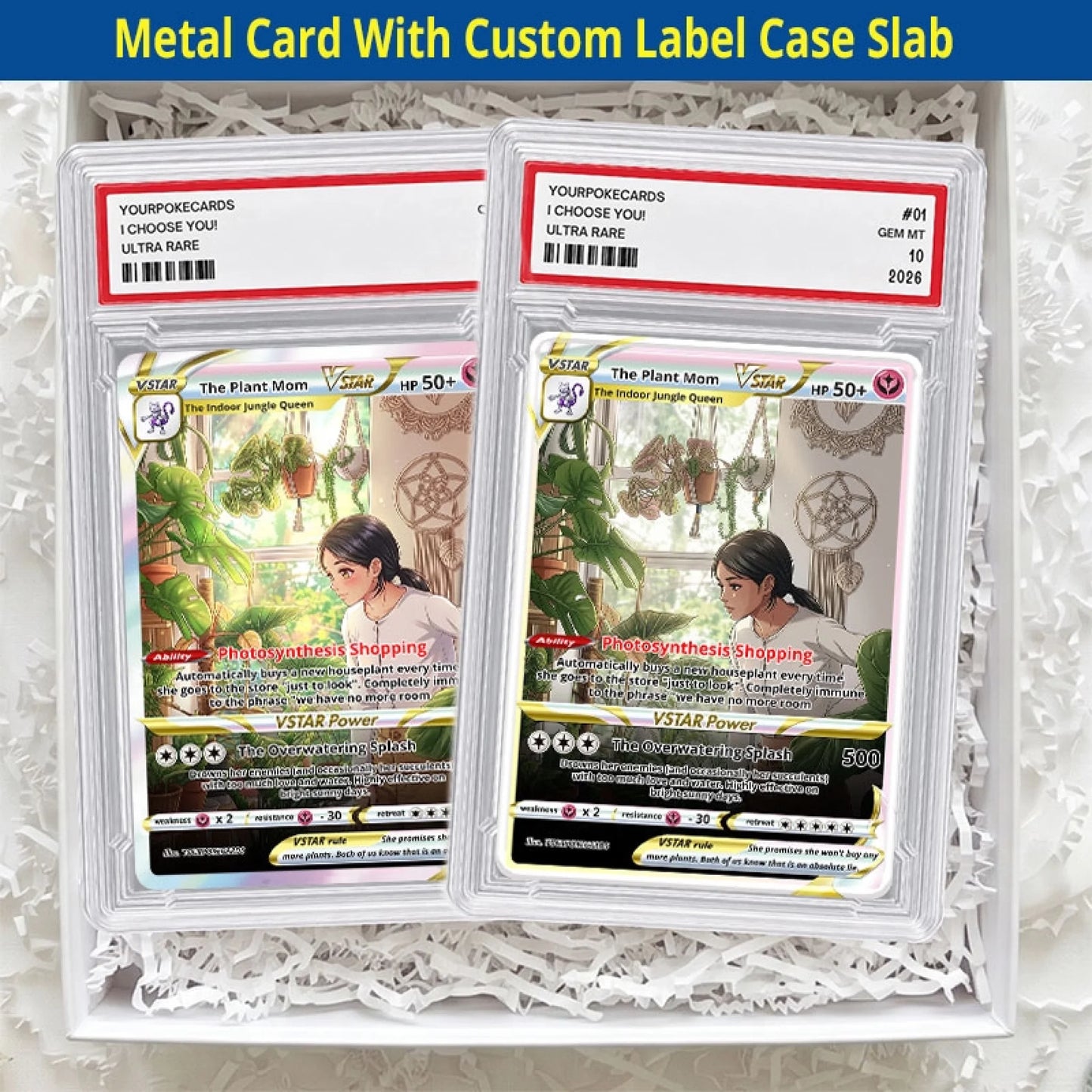 Custom Plant Mom Poke Cards - Personalized Plant Lover Trading Card - Funny Anime Portrait Gift For Her - YPC-361