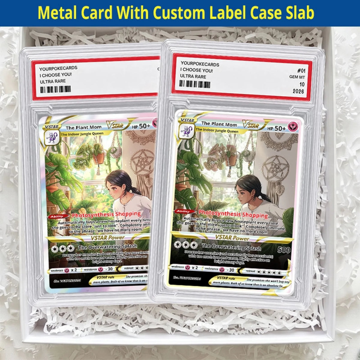 Custom Plant Mom Poke Cards - Personalized Plant Lover Trading Card - Funny Anime Portrait Gift For Her - YPC-361