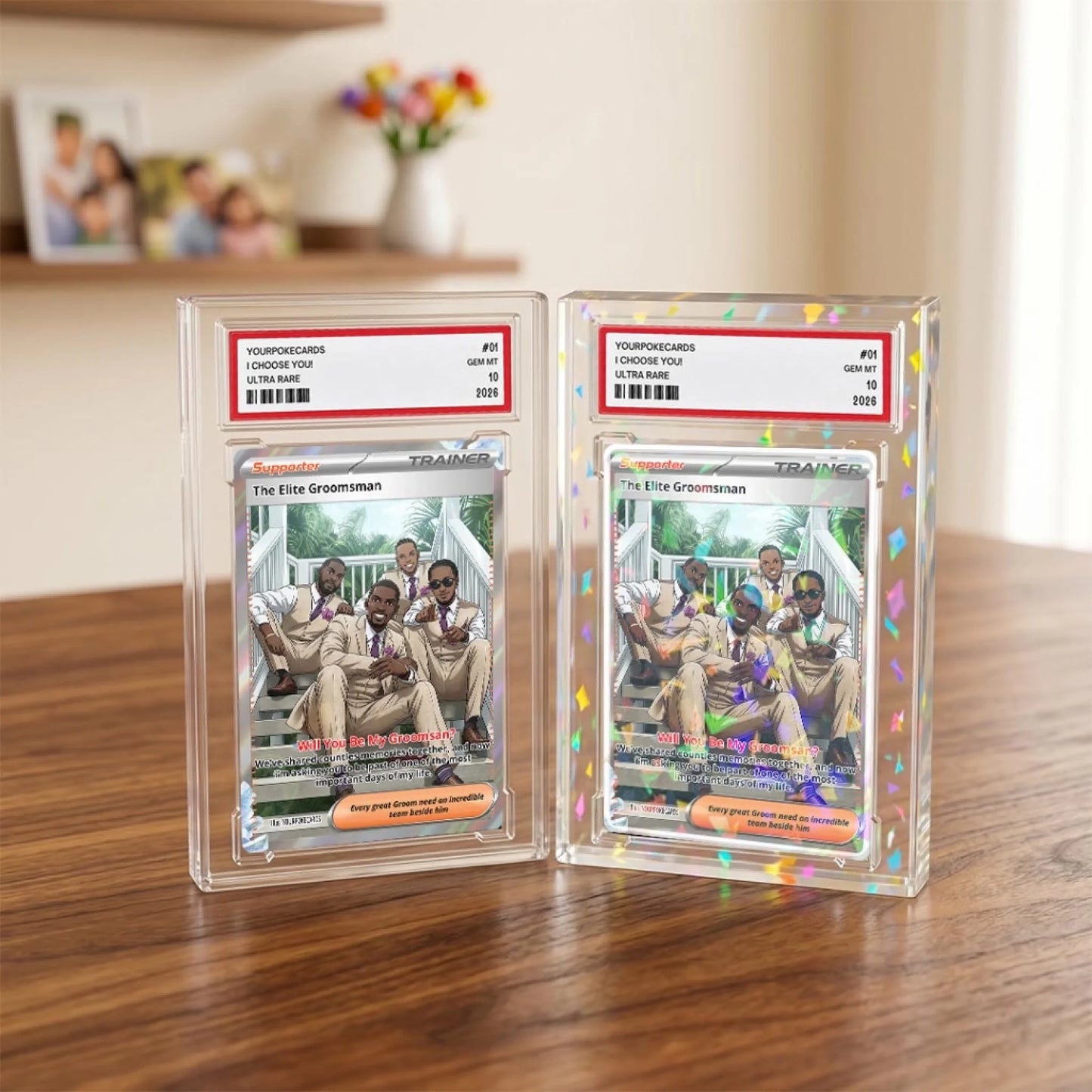 Groomsman Proposal Custom Poke Cards - Will You Be My Groomsman Personalized Trading Card - Funny Anime Wedding Gift for Bro & Friends - YPC-14-4