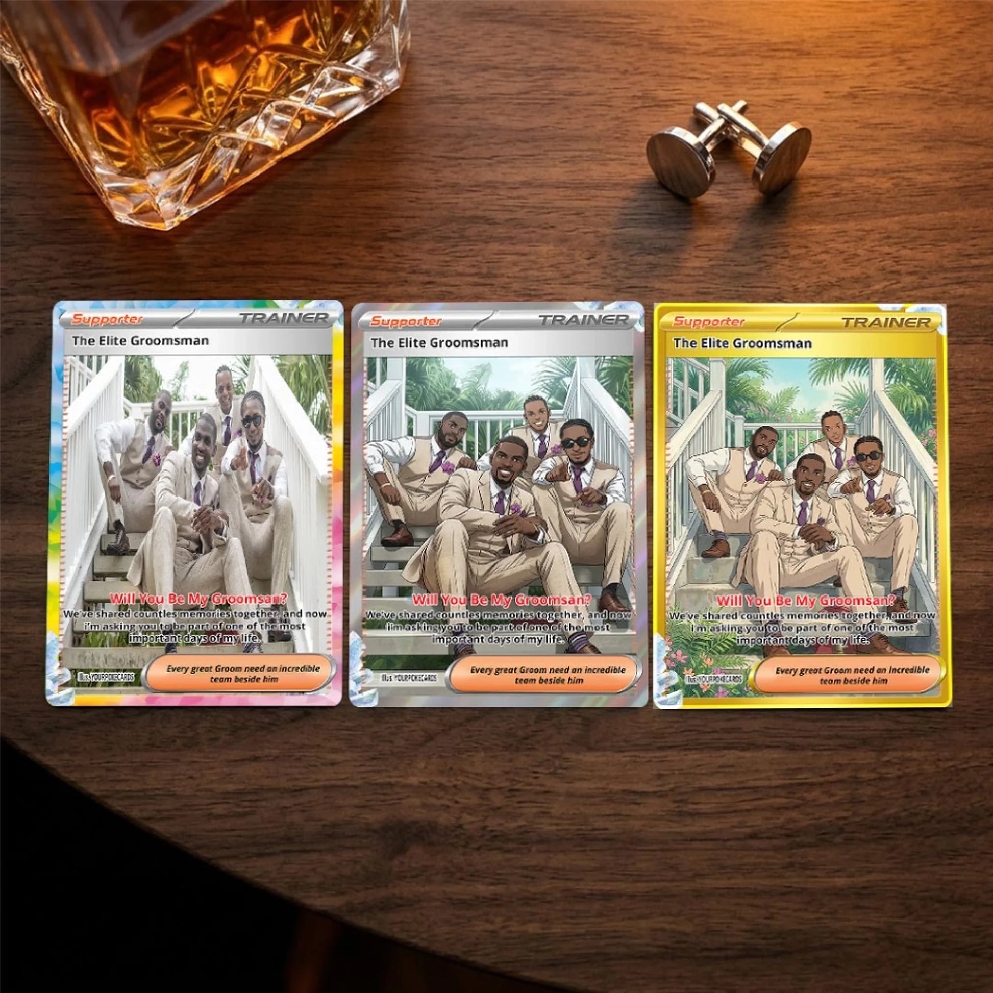 Groomsman Proposal Custom Poke Cards - Will You Be My Groomsman Personalized Trading Card - Funny Anime Wedding Gift for Bro & Friends - YPC-14-3