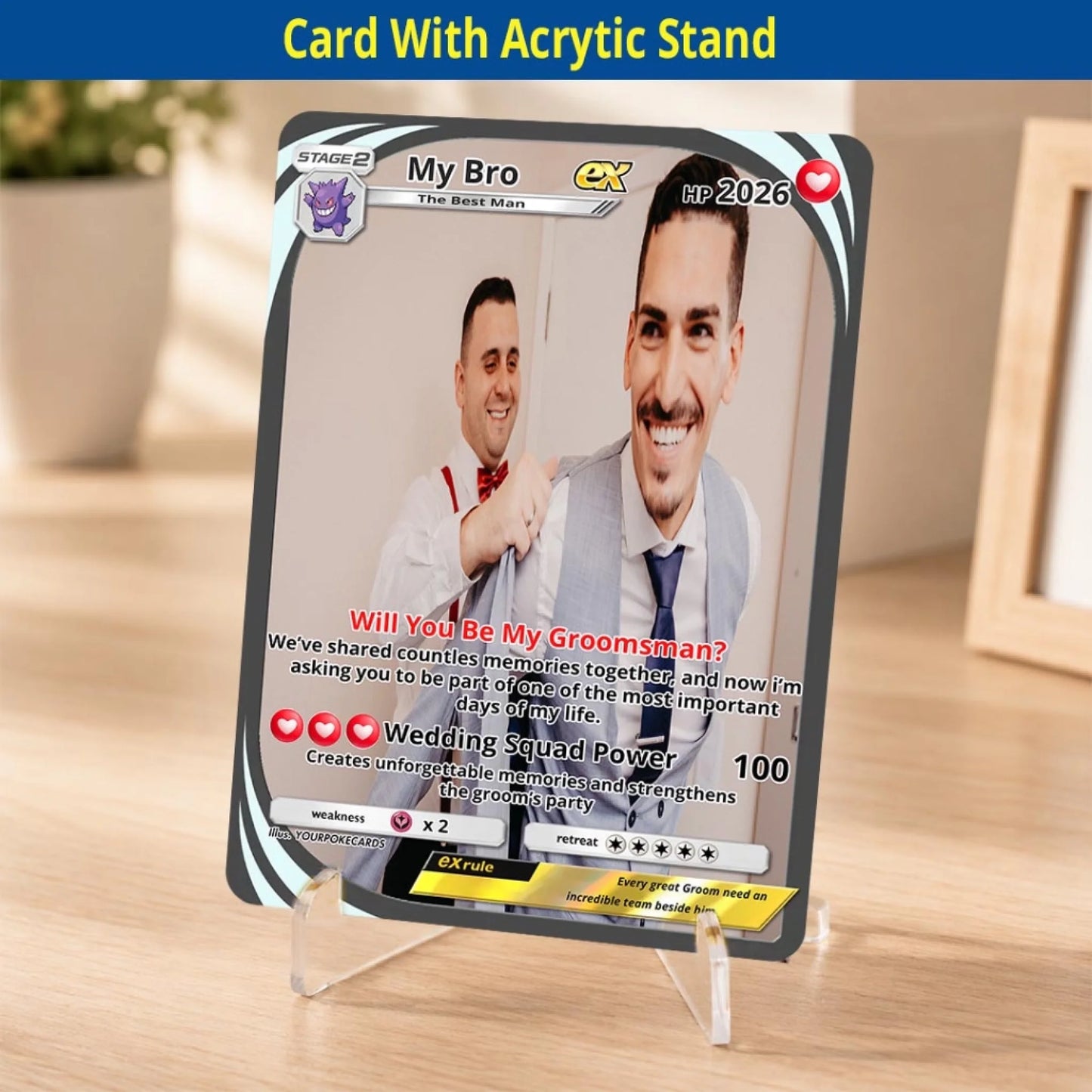 Will You Be My Groomsman Custom Poke Cards - Best Man Proposal Personalized Trading Card - Funny Wedding Gift for Groom Squad - YPC-15-4