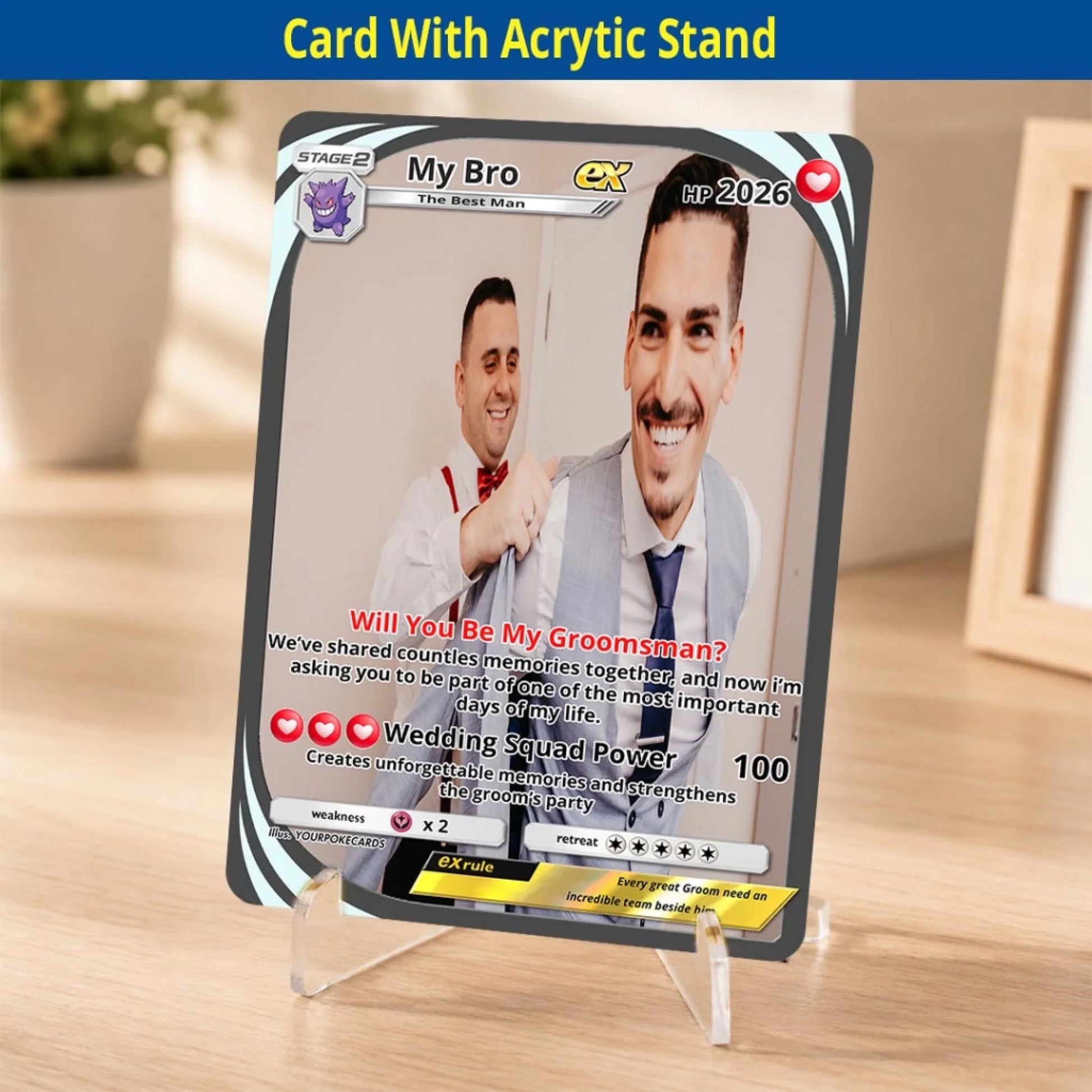 Will You Be My Groomsman Custom Poke Cards - Best Man Proposal Personalized Trading Card - Funny Wedding Gift for Groom Squad - YPC-15-4