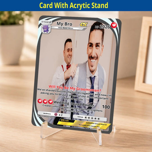 Will You Be My Groomsman Custom Poke Cards - Best Man Proposal Personalized Trading Card - Funny Wedding Gift for Groom Squad - YPC-15-4