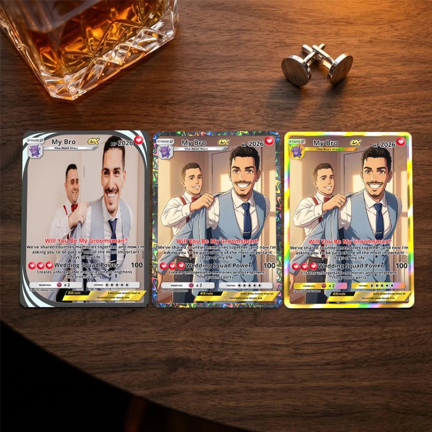 Will You Be My Groomsman Custom Poke Cards - Best Man Proposal Personalized Trading Card - Funny Wedding Gift for Groom Squad - YPC-15-2