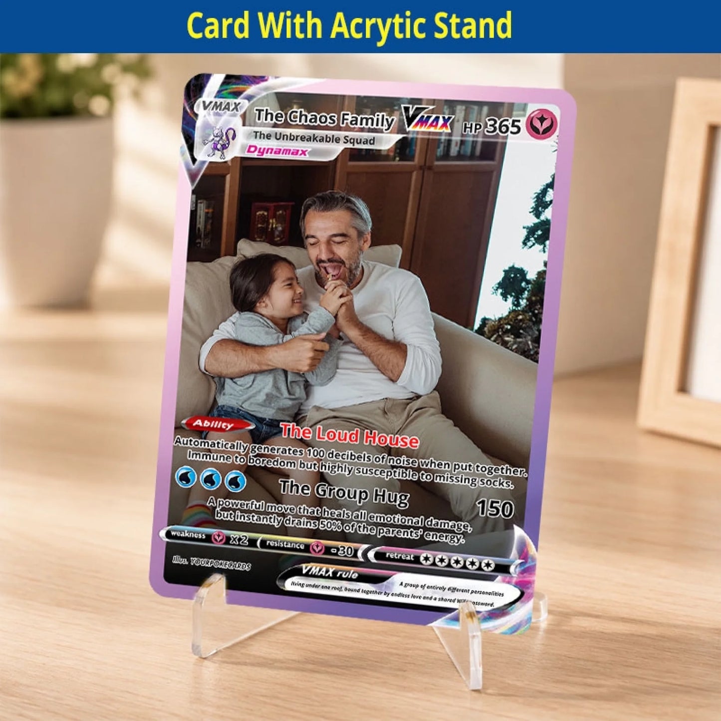 Custom Family Poke Cards - Personalized Family Portrait Trading Card - Funny Anime Keepsake Gift for Parents & Kids - YPC-17-6