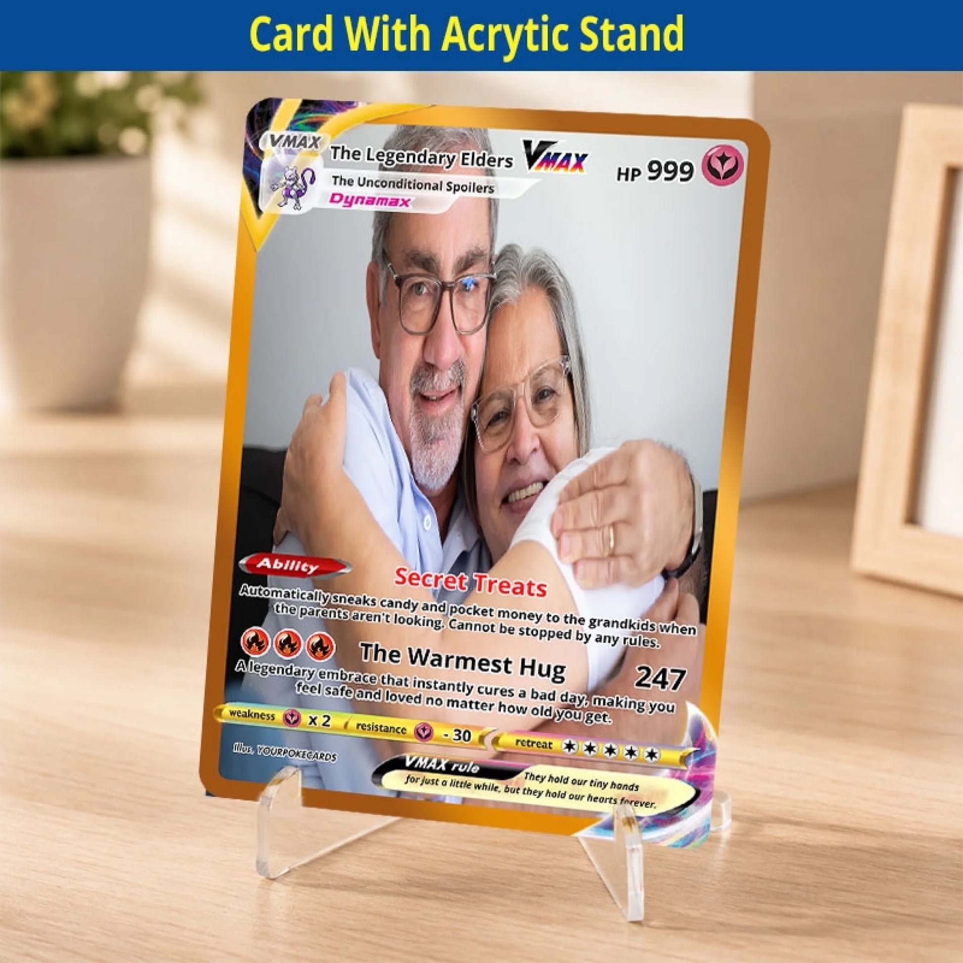 Custom Grandparents Poke Cards - Personalized Family Trading Card - Sentimental Anime Portrait Gift for Grandma & Grandpa - YPC-186
