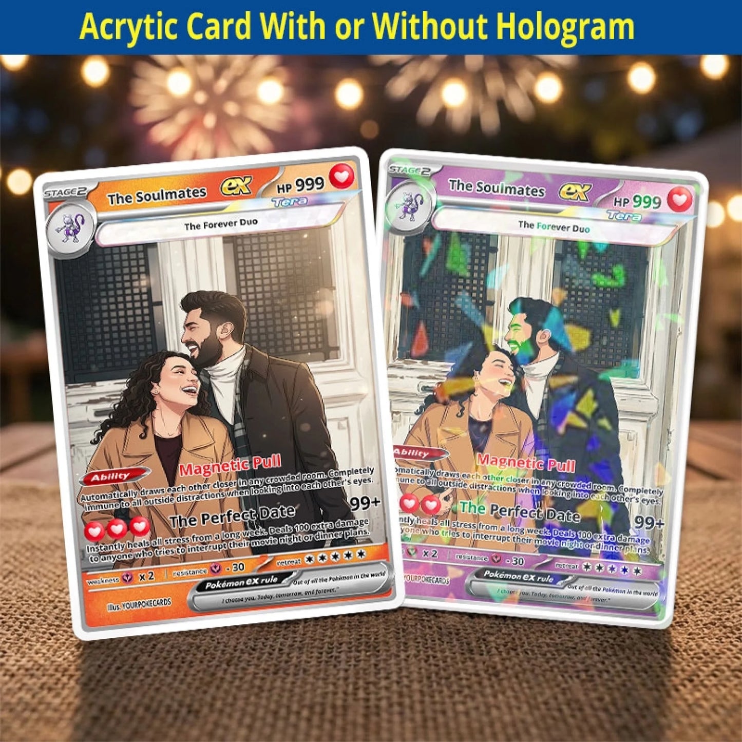 Custom Couple Poke Cards - Personalized Anniversary Trading Card - Romantic Anime Portrait Gift for Boyfriend & Girlfriend - YPC-191
