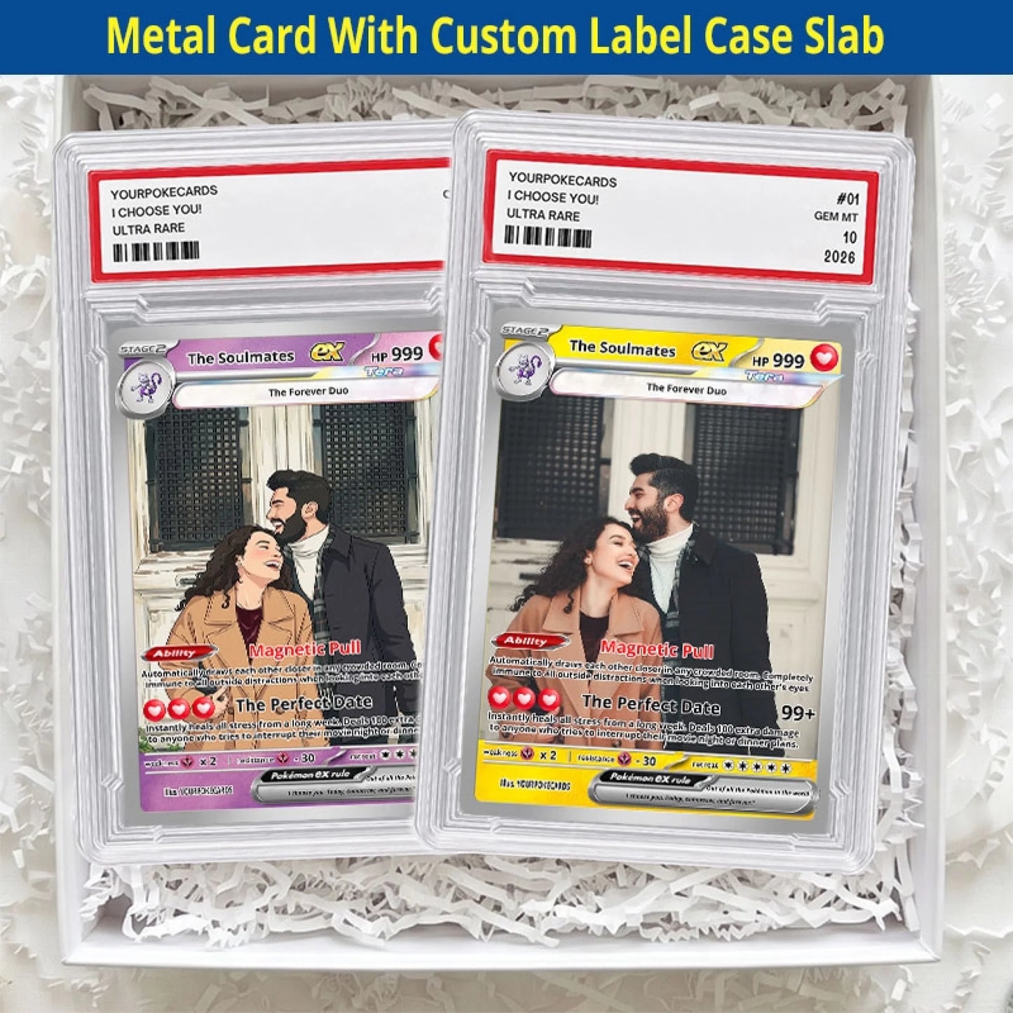 Custom Couple Poke Cards - Personalized Anniversary Trading Card - Romantic Anime Portrait Gift for Boyfriend & Girlfriend - YPC-195