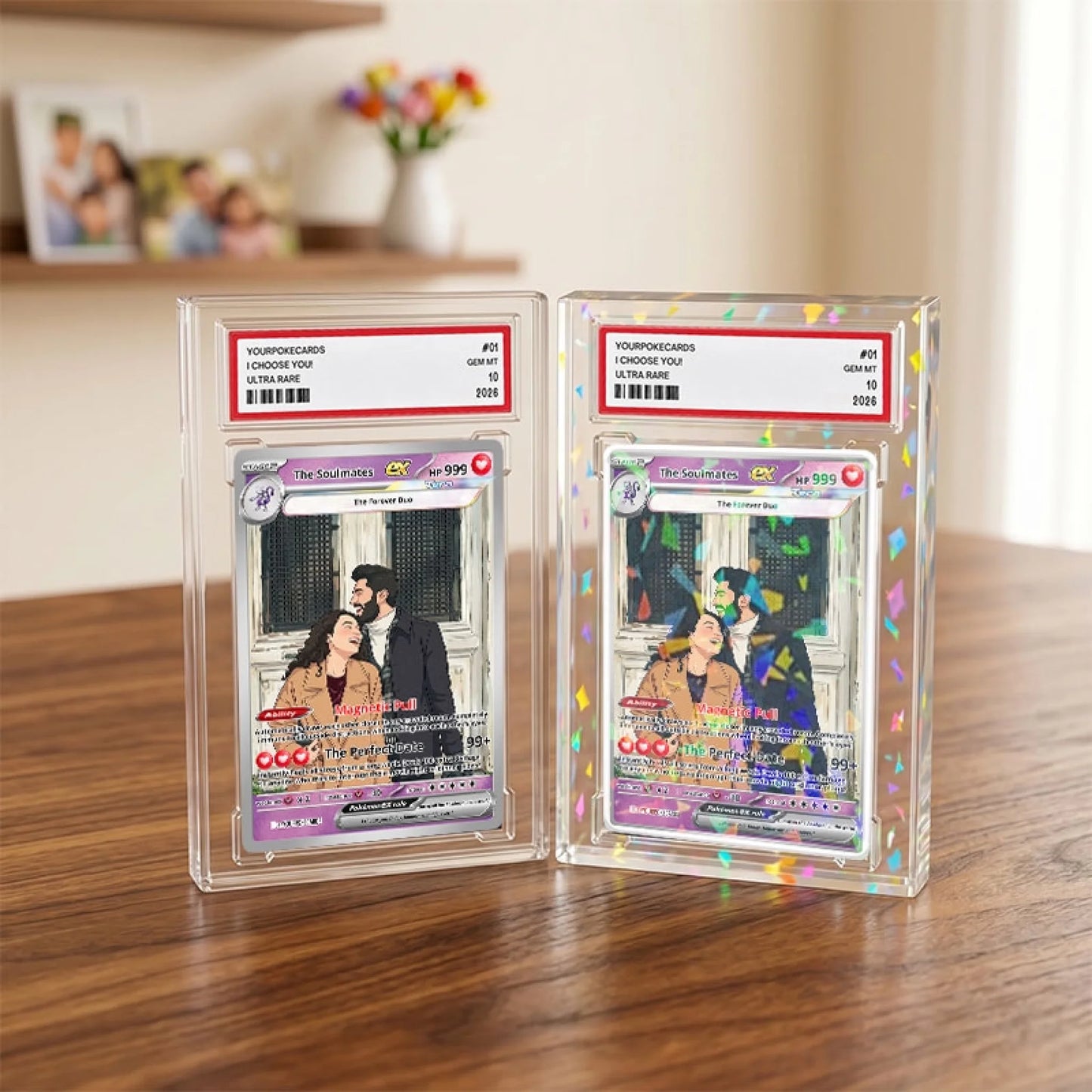 Custom Couple Poke Cards - Personalized Anniversary Trading Card - Romantic Anime Portrait Gift for Boyfriend & Girlfriend - YPC-193