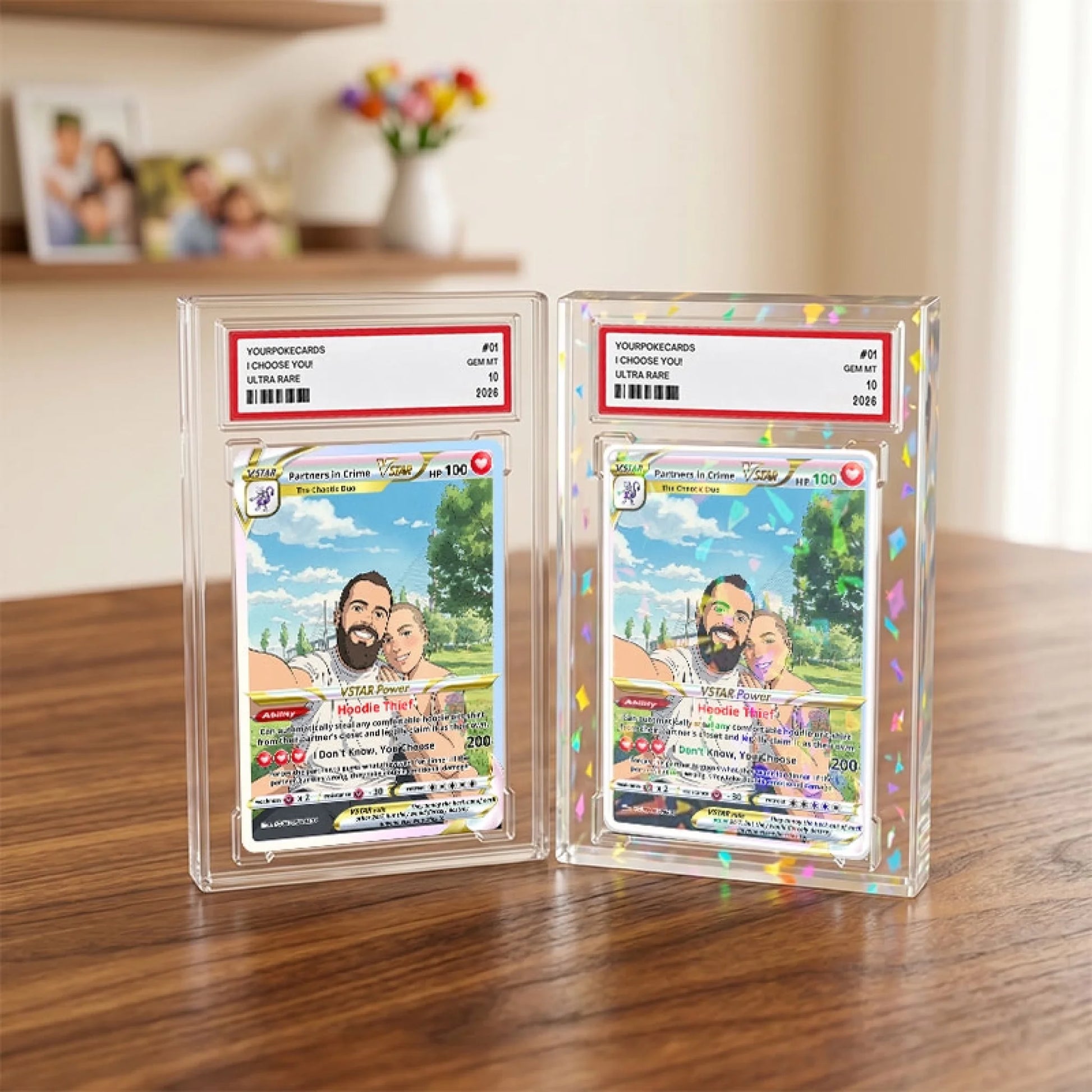 Funny Custom Couple Poke Cards - Personalized Anniversary Trading Card - Hilarious Anime Portrait Gift for Boyfriend & Girlfriend - YPC-203