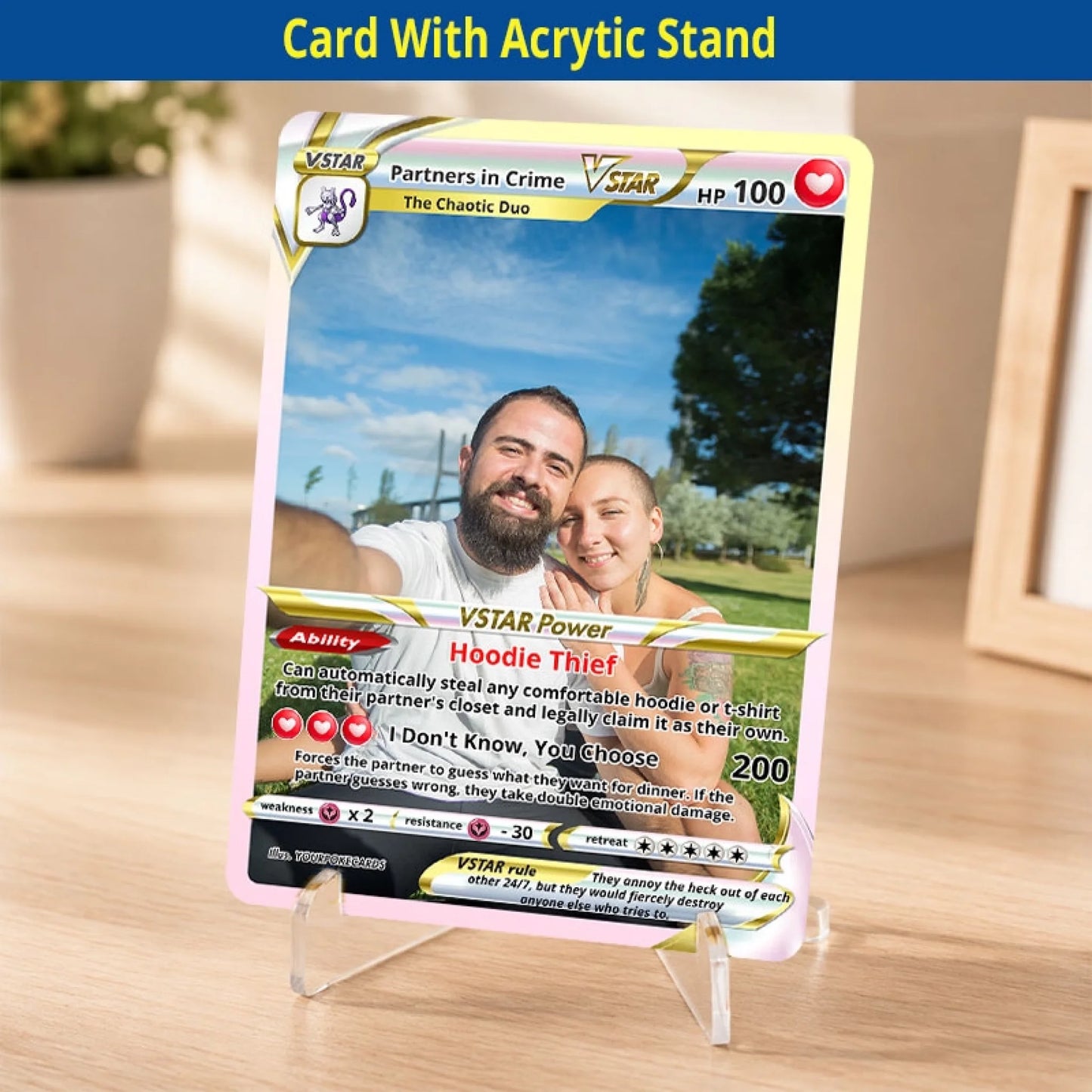 Funny Custom Couple Poke Cards - Personalized Anniversary Trading Card - Hilarious Anime Portrait Gift for Boyfriend & Girlfriend - YPC-206