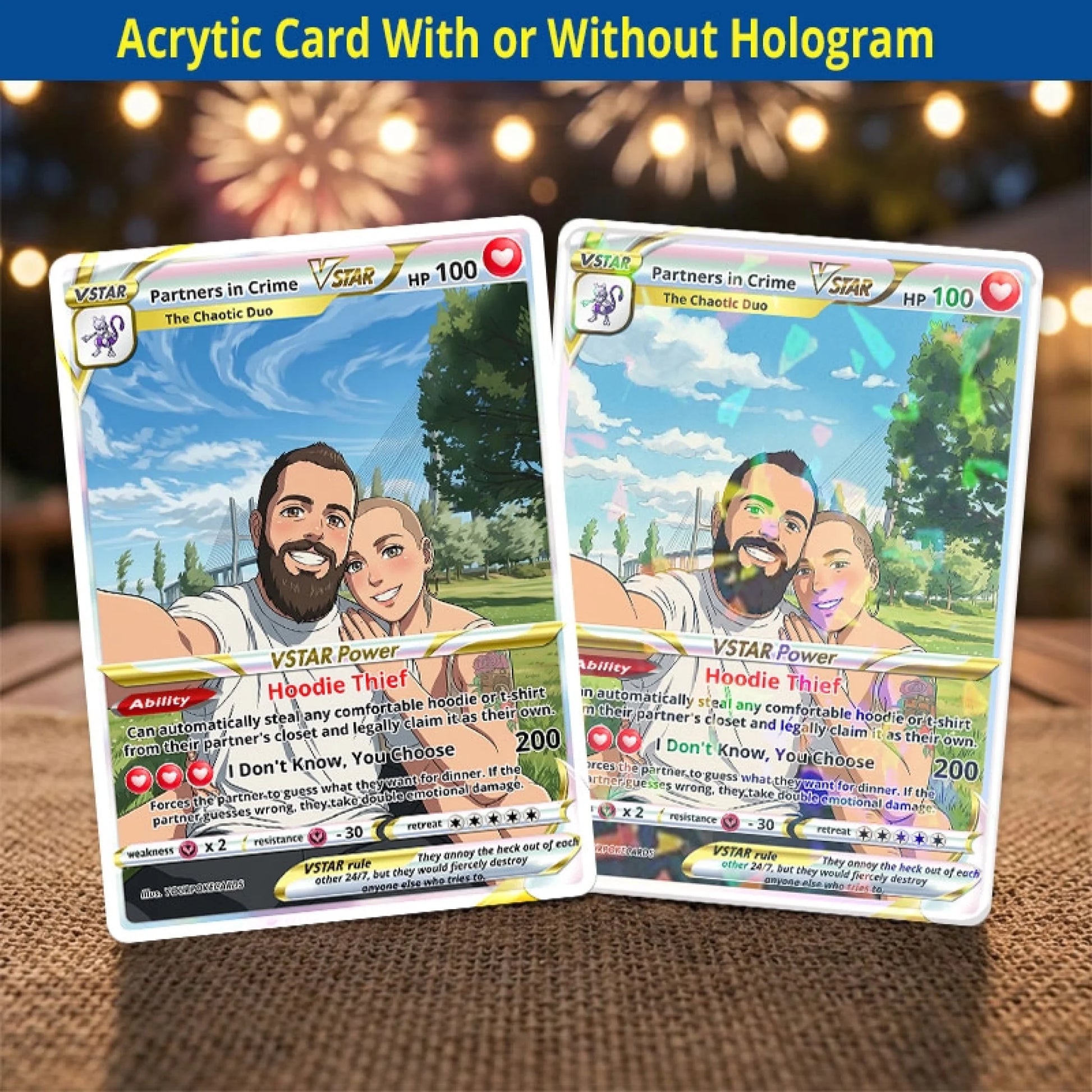 Funny Custom Couple Poke Cards - Personalized Anniversary Trading Card - Hilarious Anime Portrait Gift for Boyfriend & Girlfriend - YPC-201
