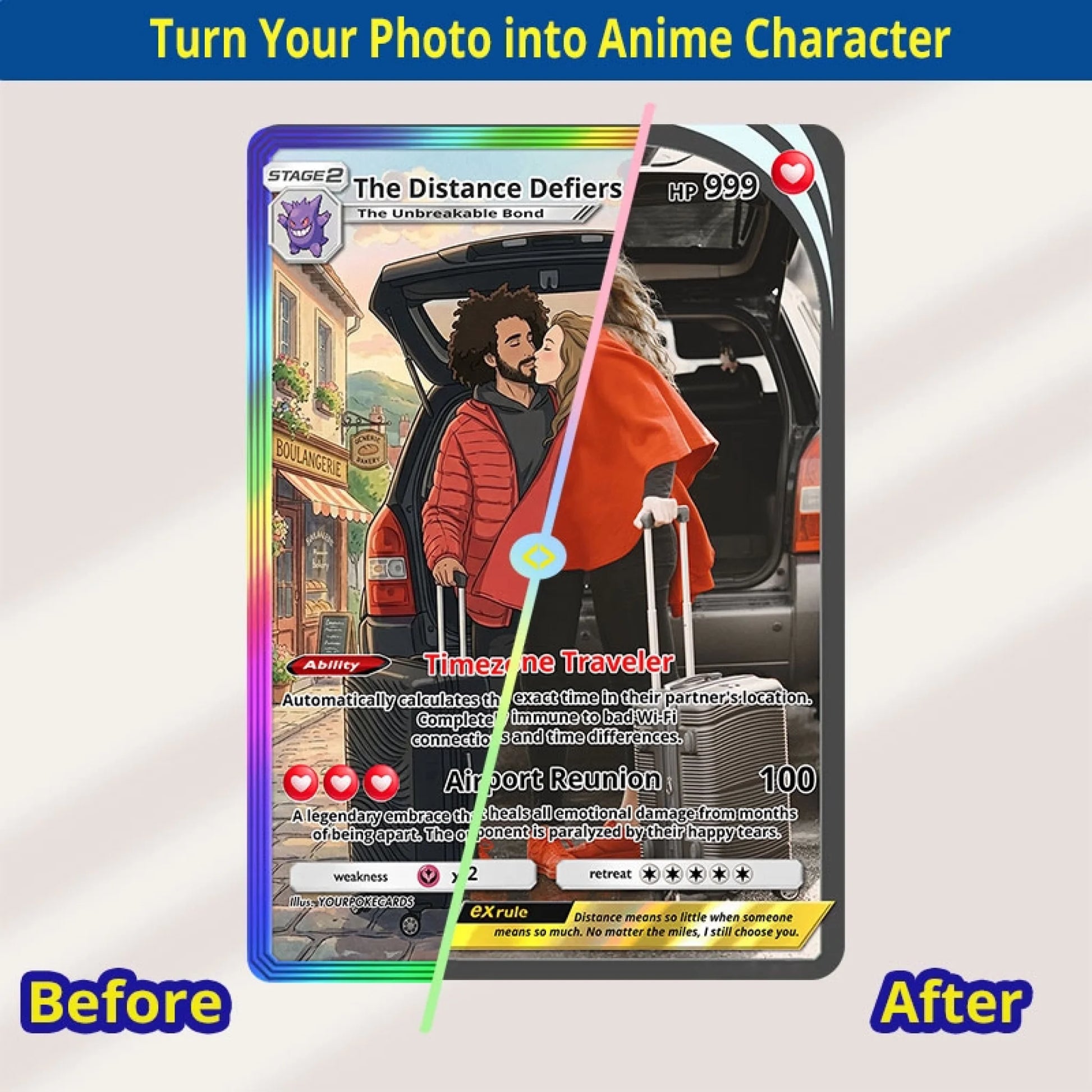Custom Long Distance Relationship Poke Cards - Personalized Couple Trading Card - Romantic Missing You Gift for Boyfriend & Girlfriend - YPC-224