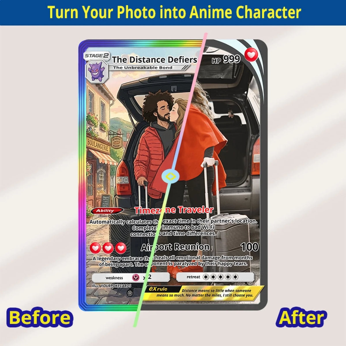 Custom Long Distance Relationship Poke Cards - Personalized Couple Trading Card - Romantic Missing You Gift for Boyfriend & Girlfriend - YPC-224