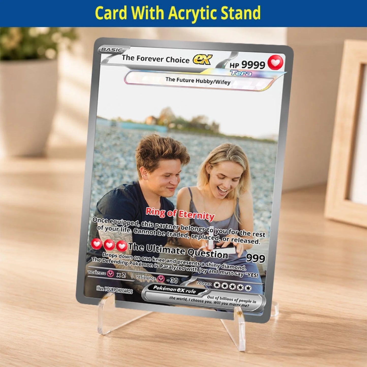 Will You Marry Me Custom Poke Cards - Personalized Engagement Trading Card - Unique Proposal Anime Portrait Gift - YPC-236