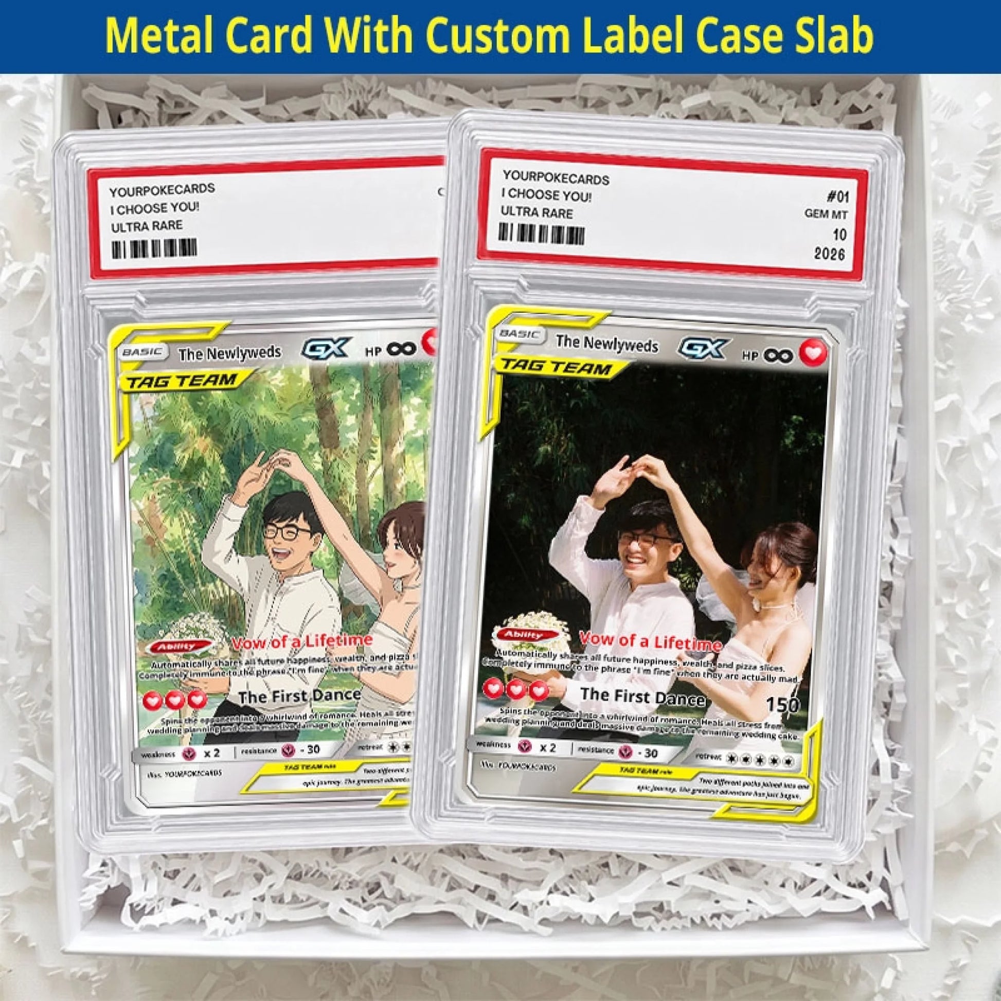 Custom Wedding Poke Cards - Bride & Groom Personalized Trading Card - Just Married Anime Portrait Keepsake - YPC-245
