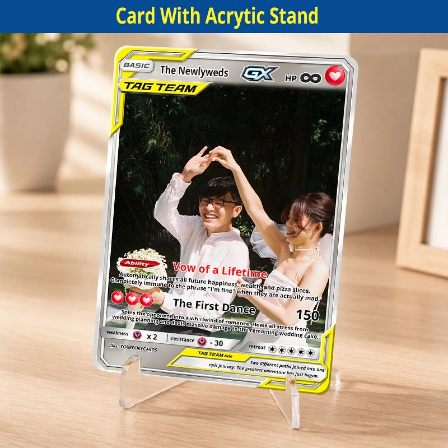 Custom Wedding Poke Cards - Bride & Groom Personalized Trading Card - Just Married Anime Portrait Keepsake - YPC-246