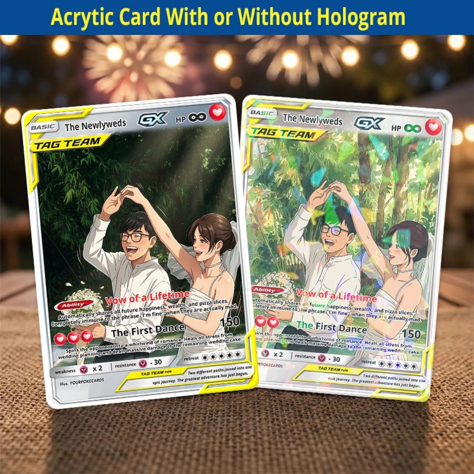 Custom Wedding Poke Cards - Bride & Groom Personalized Trading Card - Just Married Anime Portrait Keepsake - YPC-241