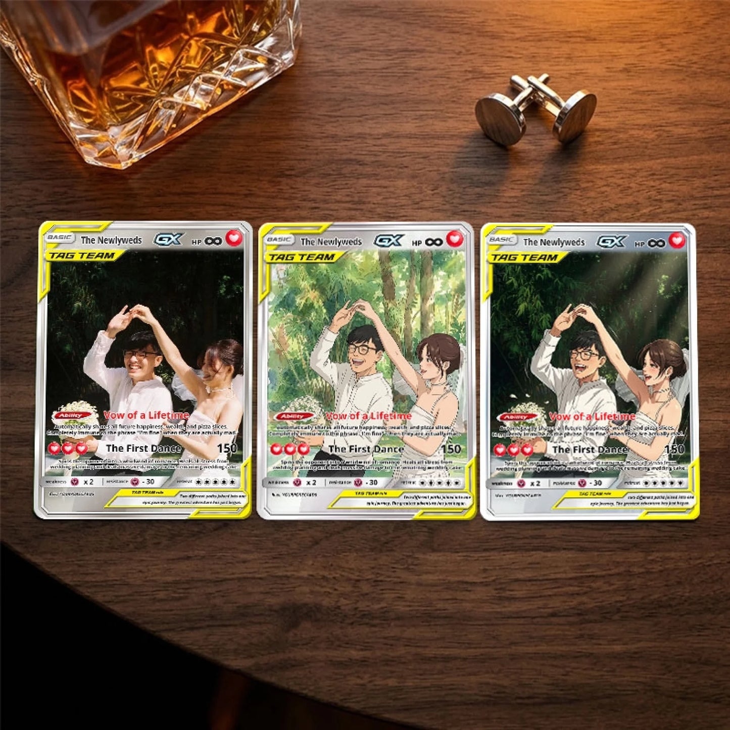 Custom Wedding Poke Cards - Bride & Groom Personalized Trading Card - Just Married Anime Portrait Keepsake - YPC-242