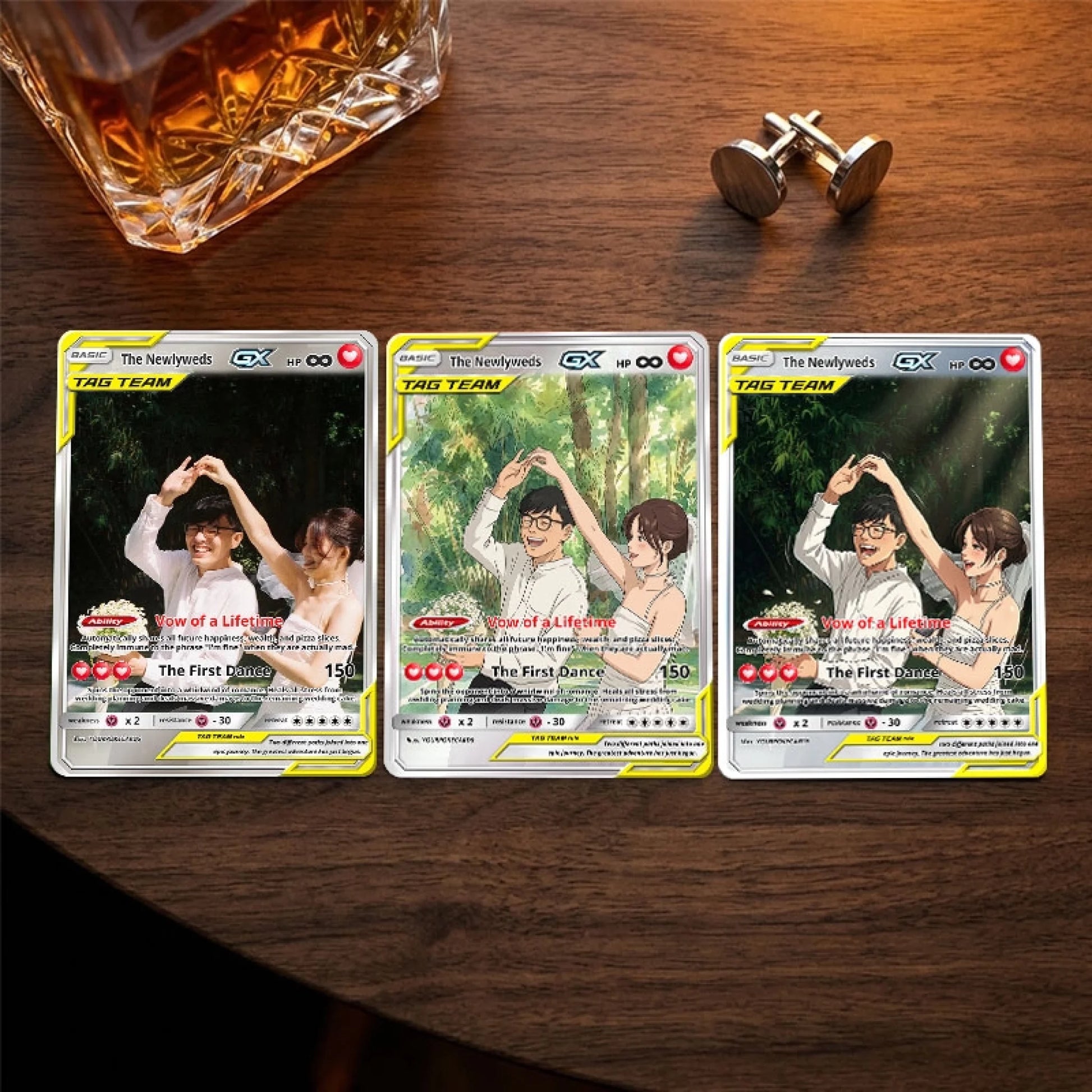 Custom Wedding Poke Cards - Bride & Groom Personalized Trading Card - Just Married Anime Portrait Keepsake - YPC-242