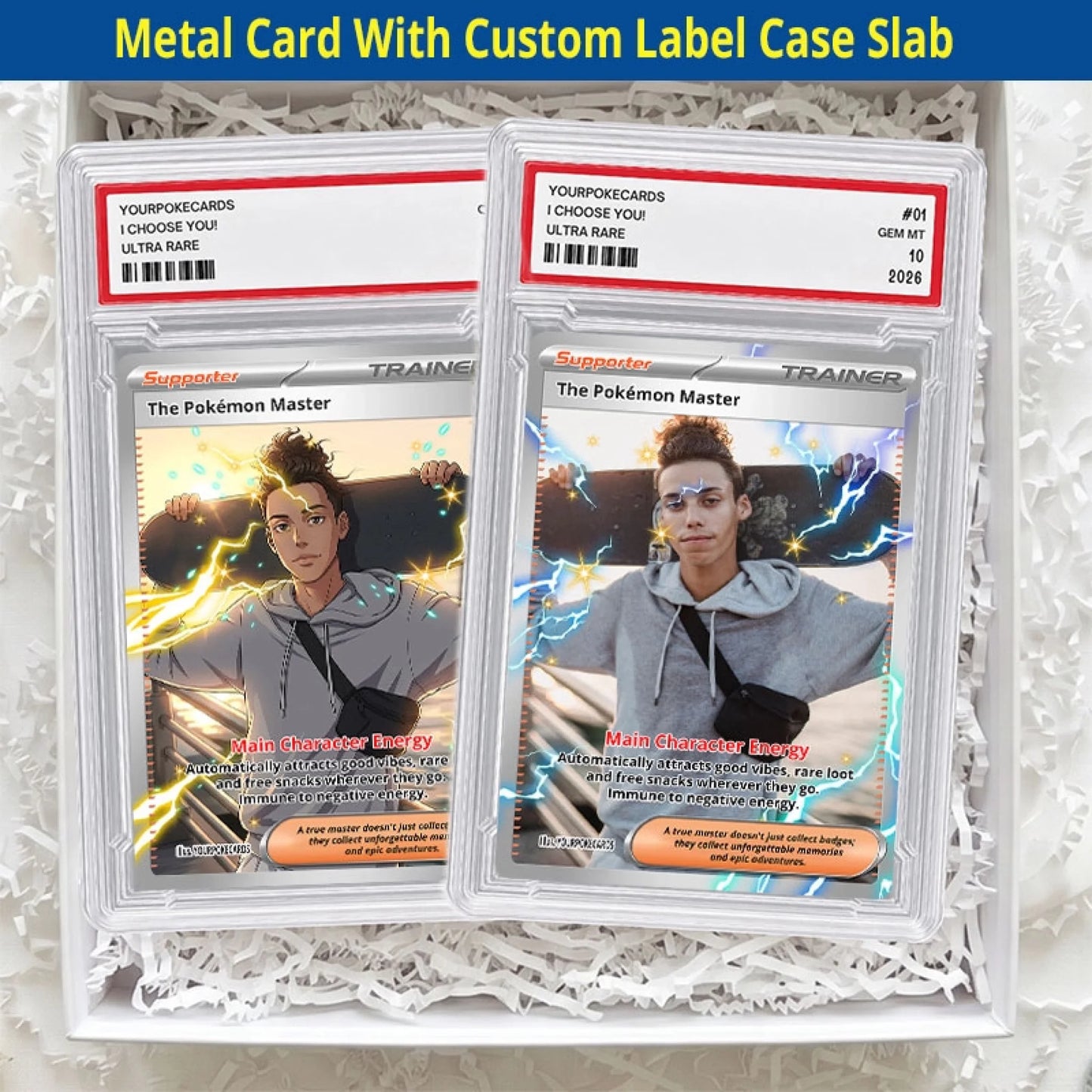 Custom Trainer Poke Cards - Personalized Anime Portrait Trading Card - Unique Birthday Gift for Him & Her - YPC-265