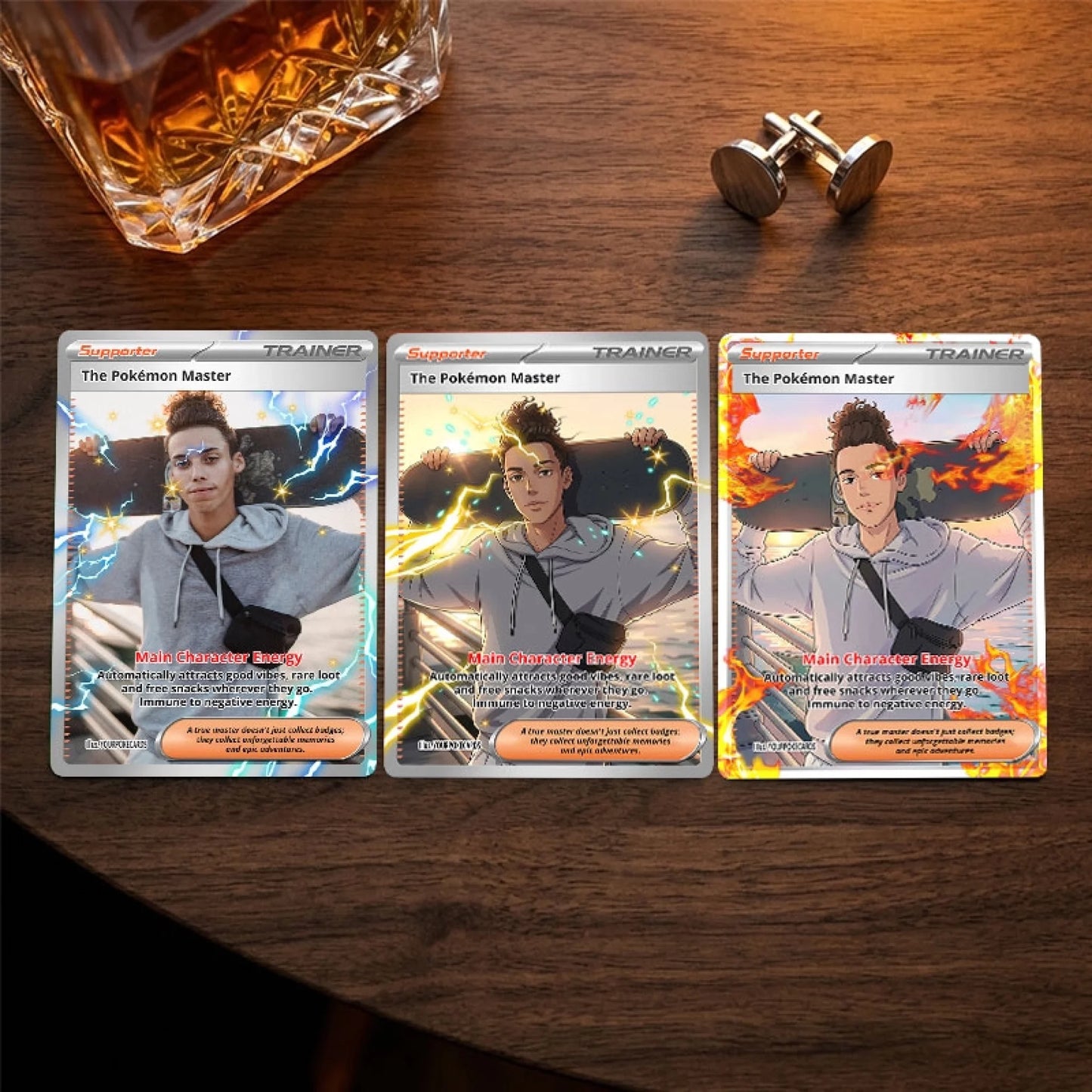 Custom Trainer Poke Cards - Personalized Anime Portrait Trading Card - Unique Birthday Gift for Him & Her - YPC-262