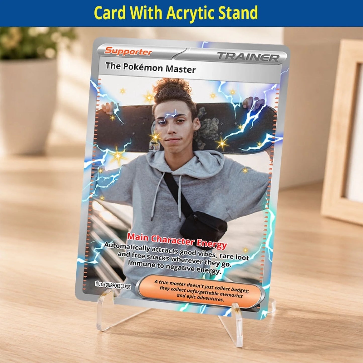 Custom Trainer Poke Cards - Personalized Anime Portrait Trading Card - Unique Birthday Gift for Him & Her - YPC-266