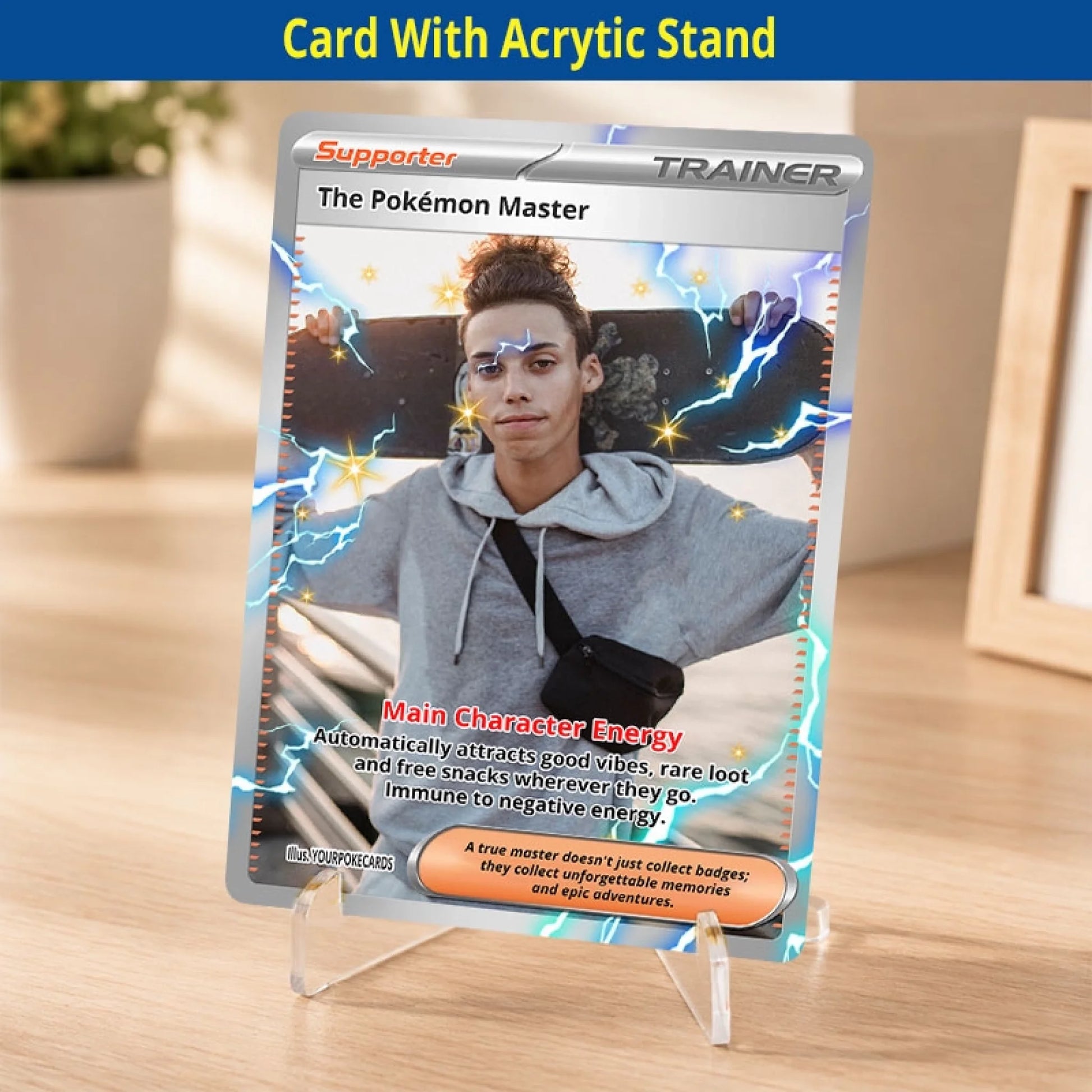 Custom Trainer Poke Cards - Personalized Anime Portrait Trading Card - Unique Birthday Gift for Him & Her - YPC-266
