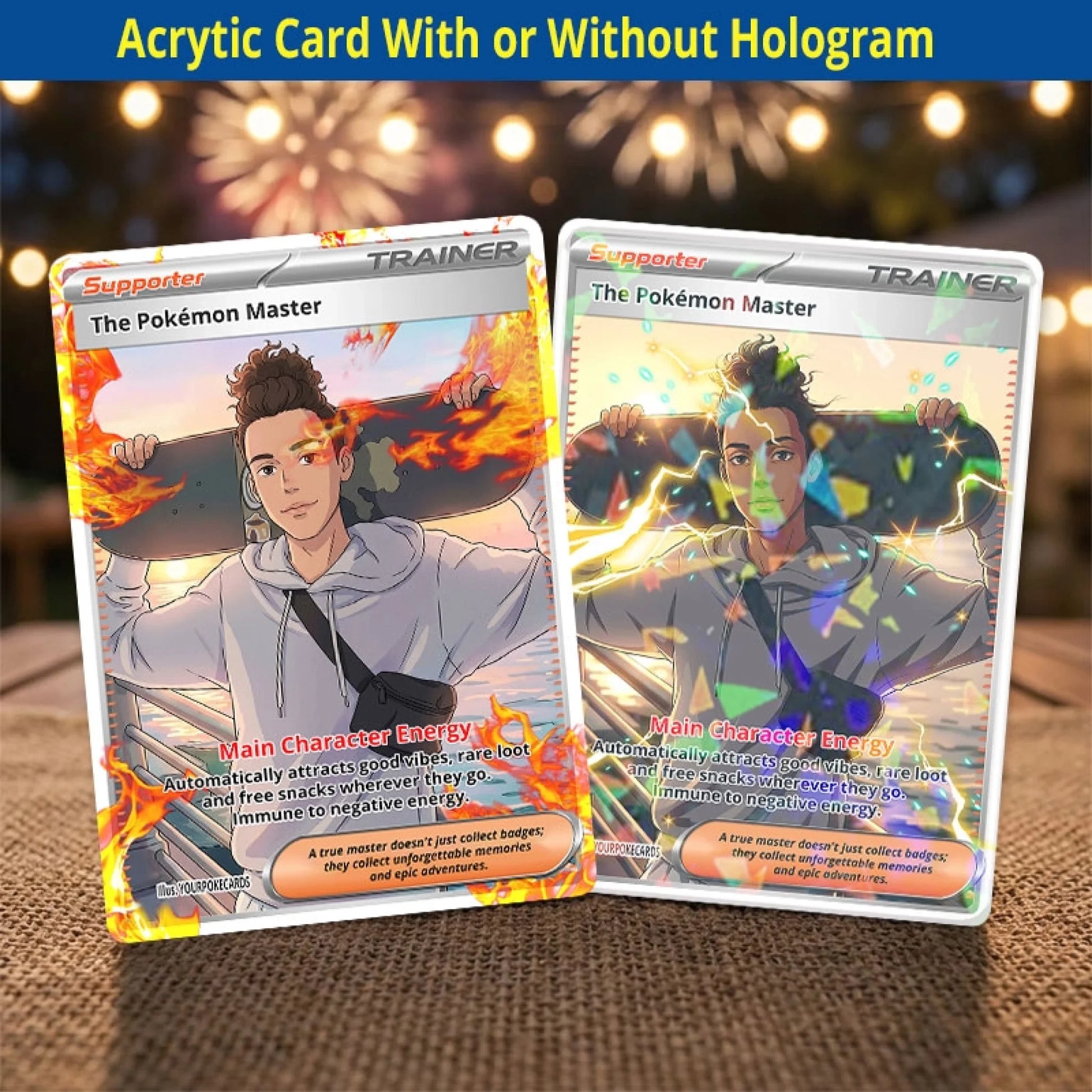 Custom Trainer Poke Cards - Personalized Anime Portrait Trading Card - Unique Birthday Gift for Him & Her - YPC-261