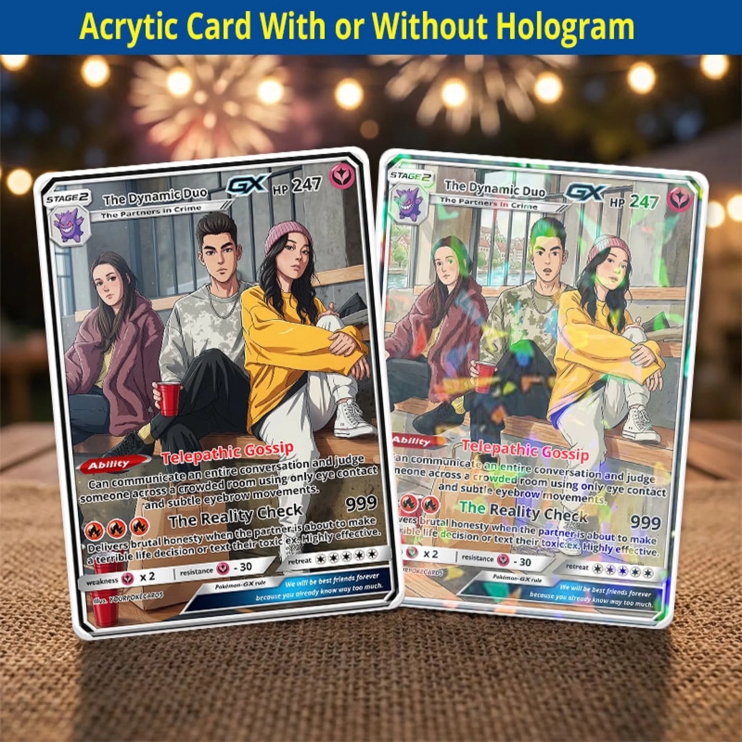 Custom Best Friend Poke Cards - Personalized Bestie Trading Card - Funny Anime Portrait Friendship Gift - YPC-271