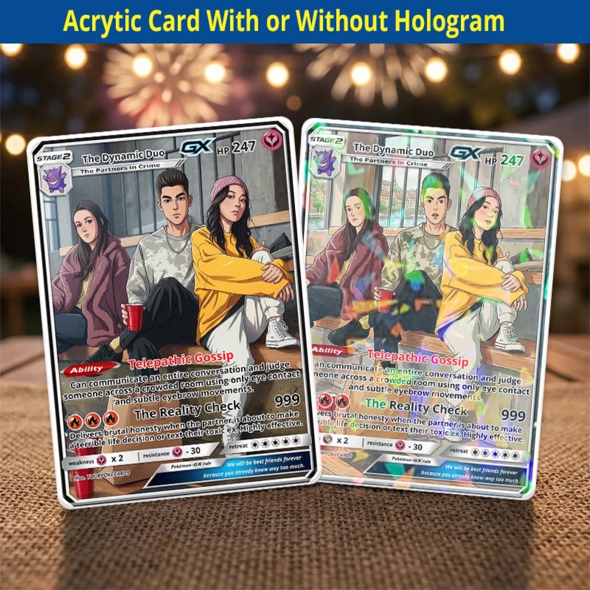 Custom Best Friend Poke Cards - Personalized Bestie Trading Card - Funny Anime Portrait Friendship Gift - YPC-271