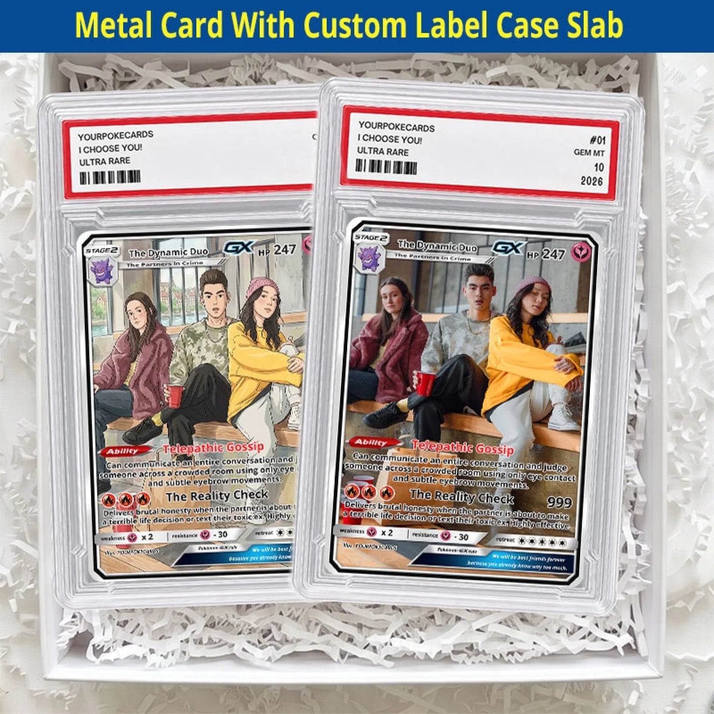 Custom Best Friend Poke Cards - Personalized Bestie Trading Card - Funny Anime Portrait Friendship Gift - YPC-275