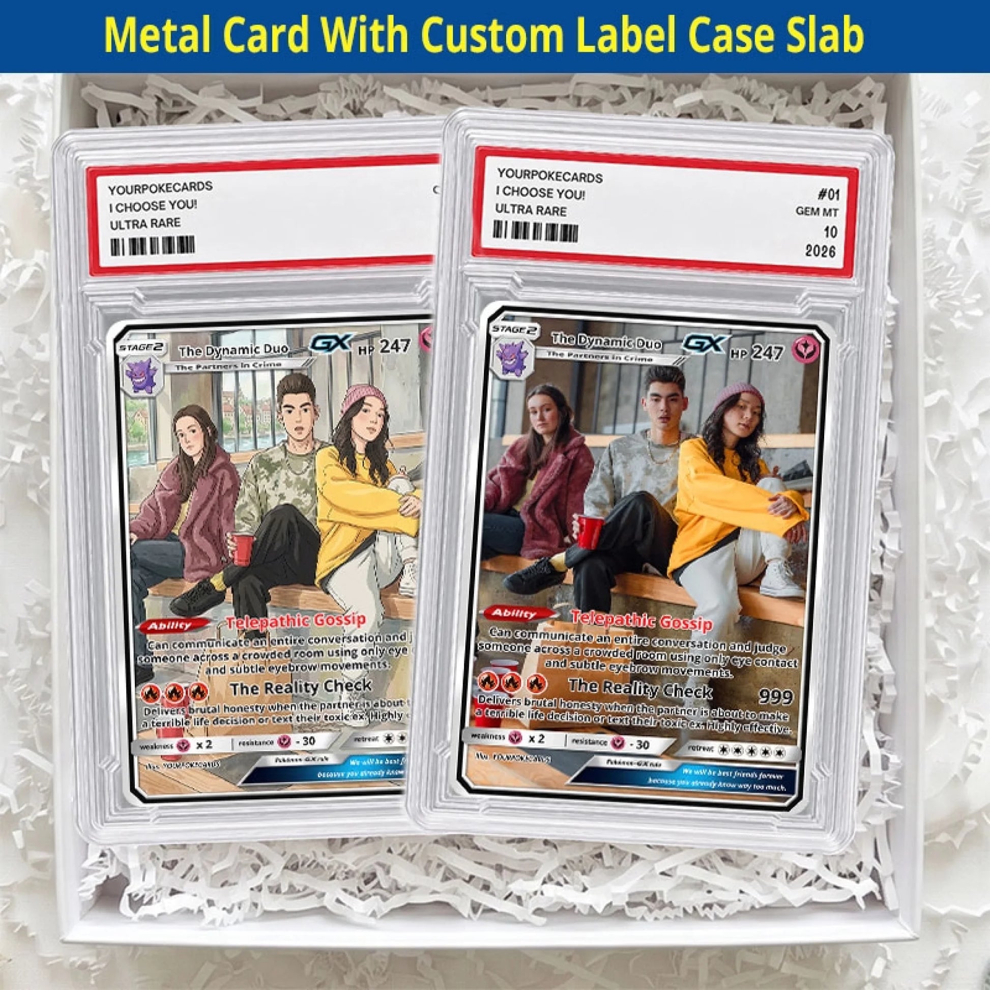 Custom Best Friend Poke Cards - Personalized Bestie Trading Card - Funny Anime Portrait Friendship Gift - YPC-275