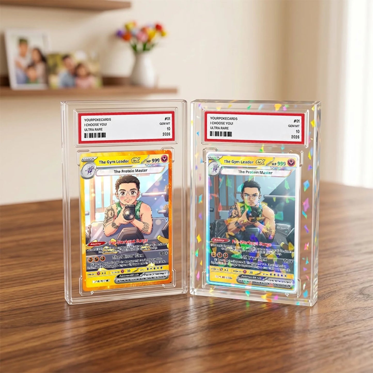 Custom Gym Leader Poke Cards - Personalized Fitness Trading Card - Funny Gym Bro Anime Portrait Gift - YPC-293