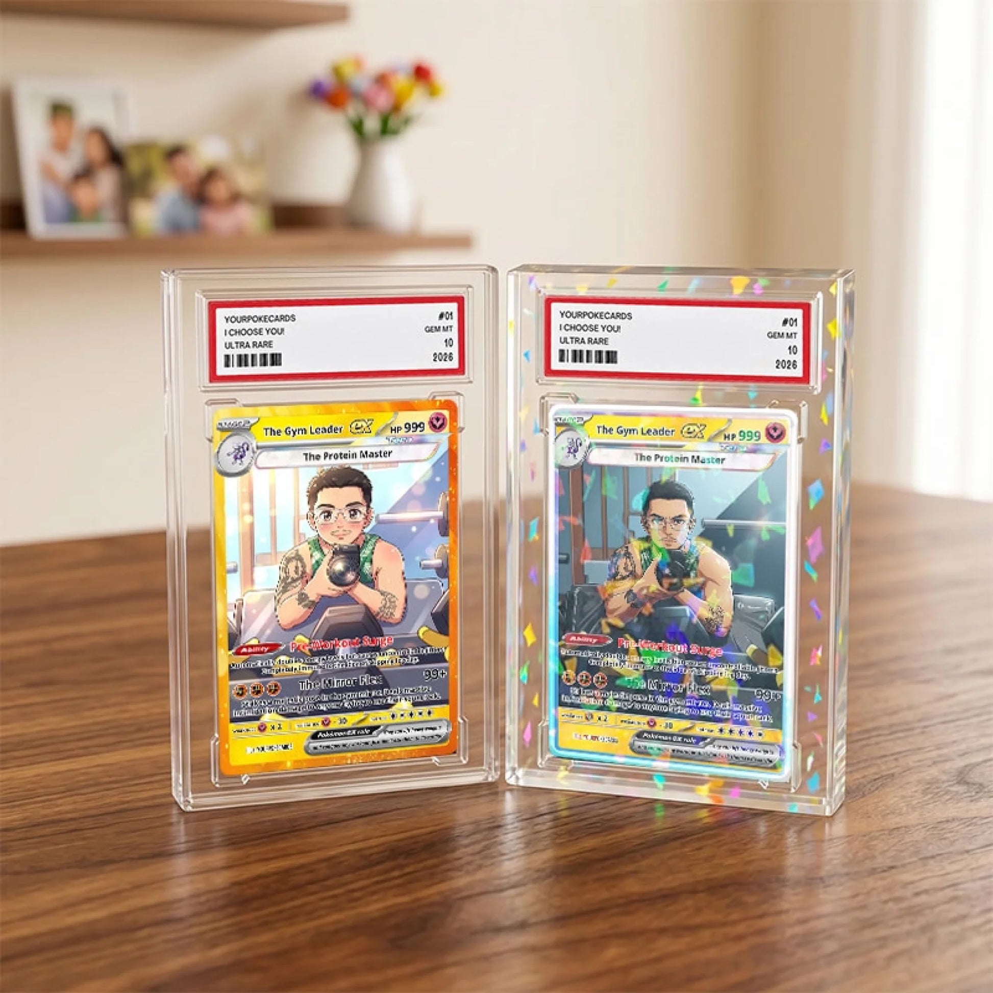 Custom Gym Leader Poke Cards - Personalized Fitness Trading Card - Funny Gym Bro Anime Portrait Gift - YPC-293