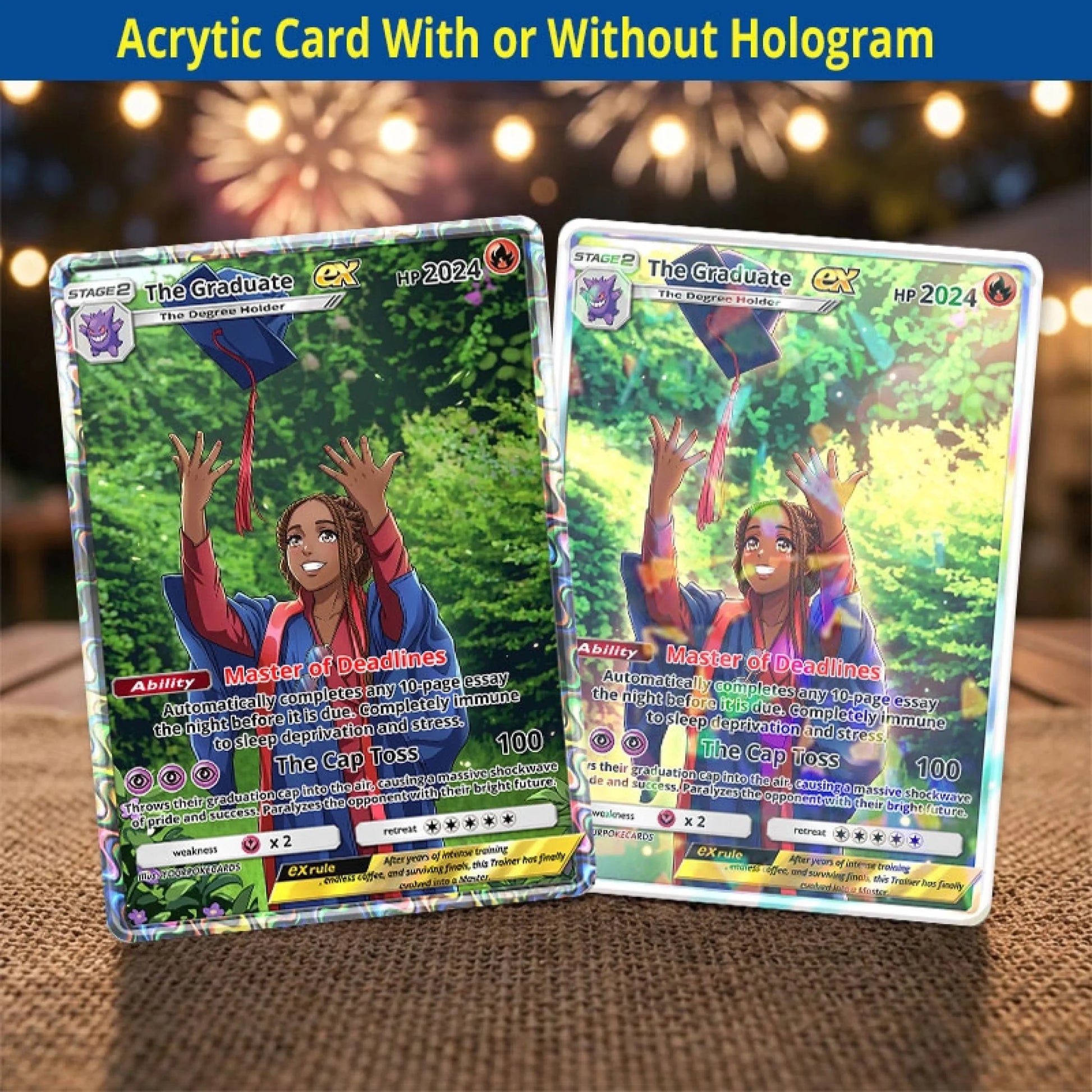 Custom Graduation Poke Cards - Personalized Grad Trading Card - Level Up Anime Portrait Gift - YPC-302