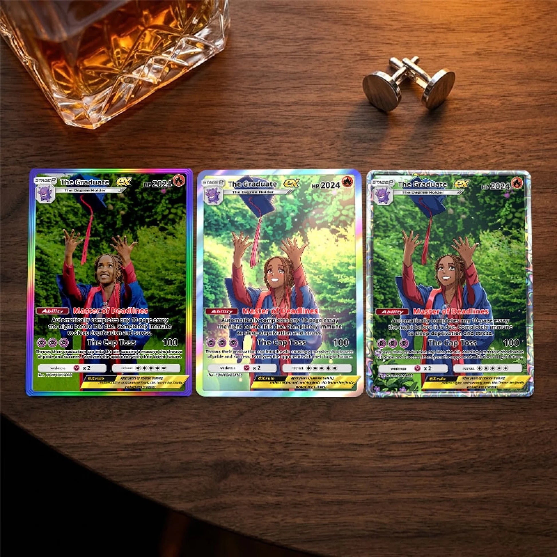 Custom Graduation Poke Cards - Personalized Grad Trading Card - Level Up Anime Portrait Gift - YPC-303
