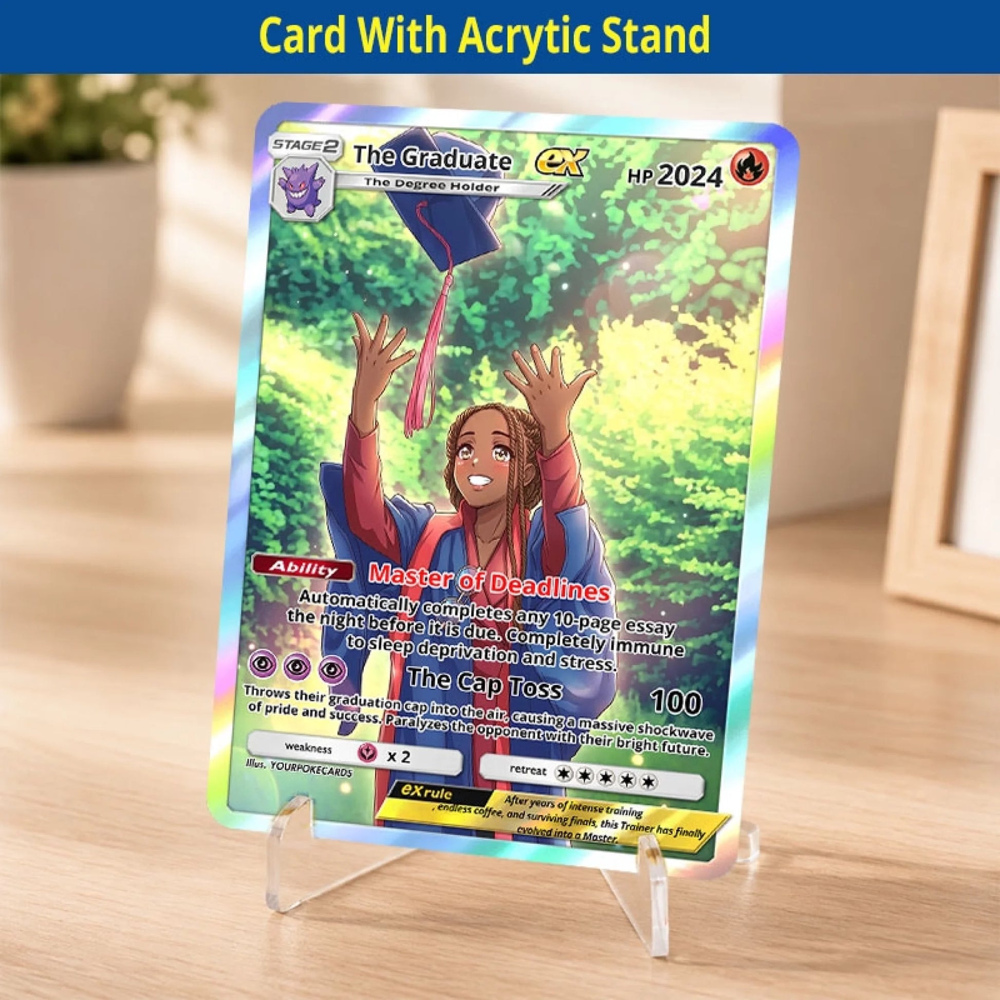 Custom Graduation Poke Cards - Personalized Grad Trading Card - Level Up Anime Portrait Gift - YPC-306