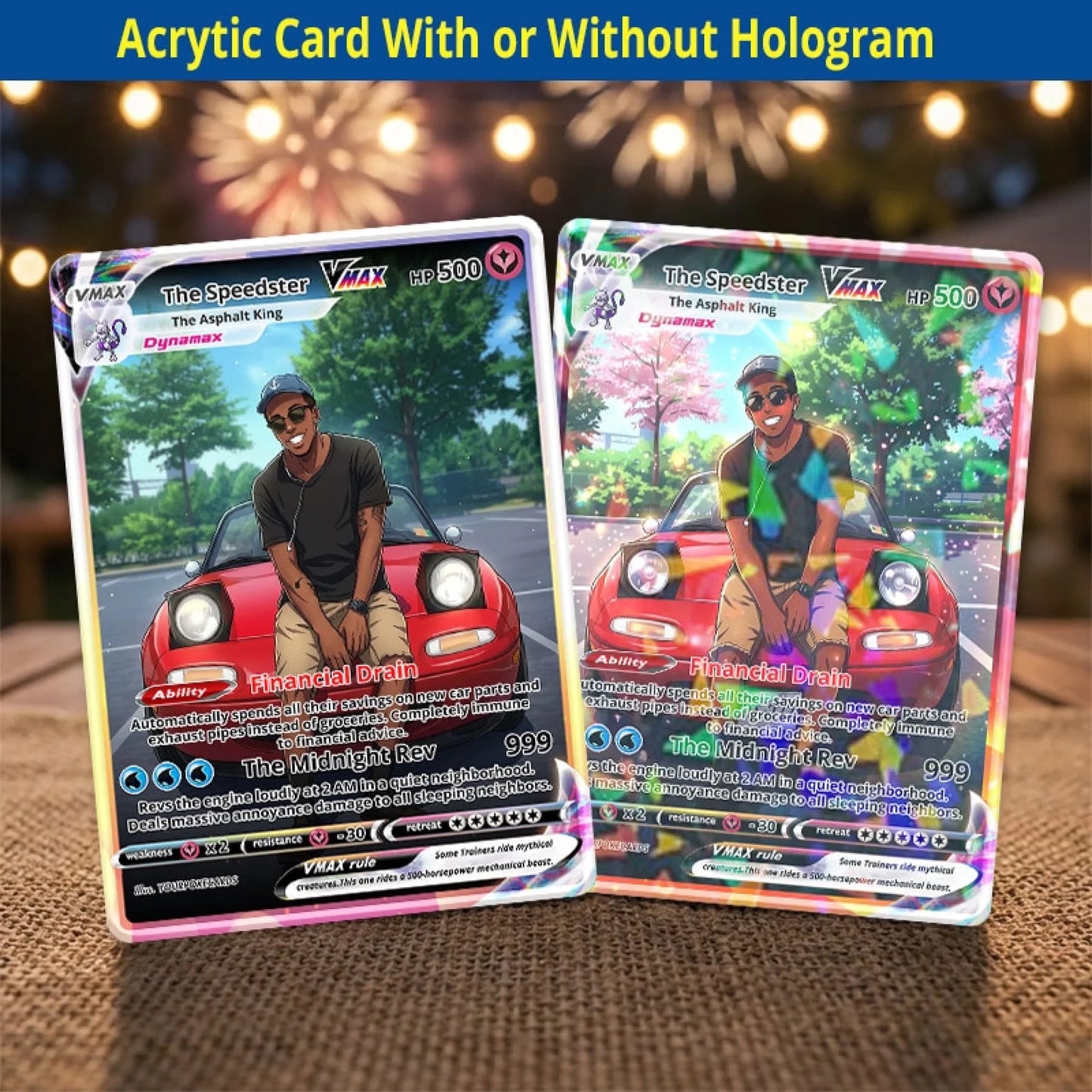 Custom Car Poke Cards - Personalized Vehicle Trading Card - Anime Portrait Gift for Car Guy & Gearhead - YPC-311